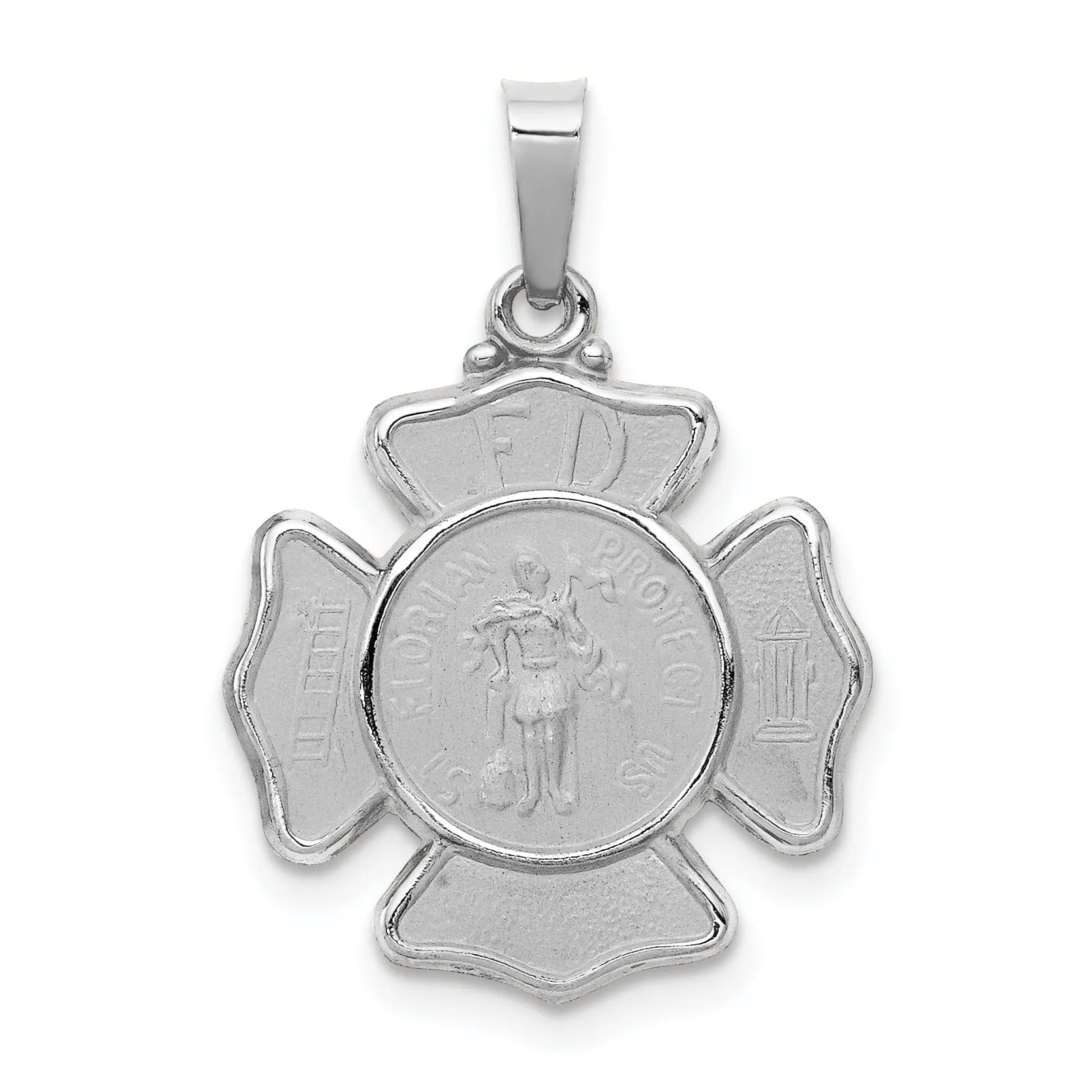 14k White Gold Saint Florian Badge Pendant
