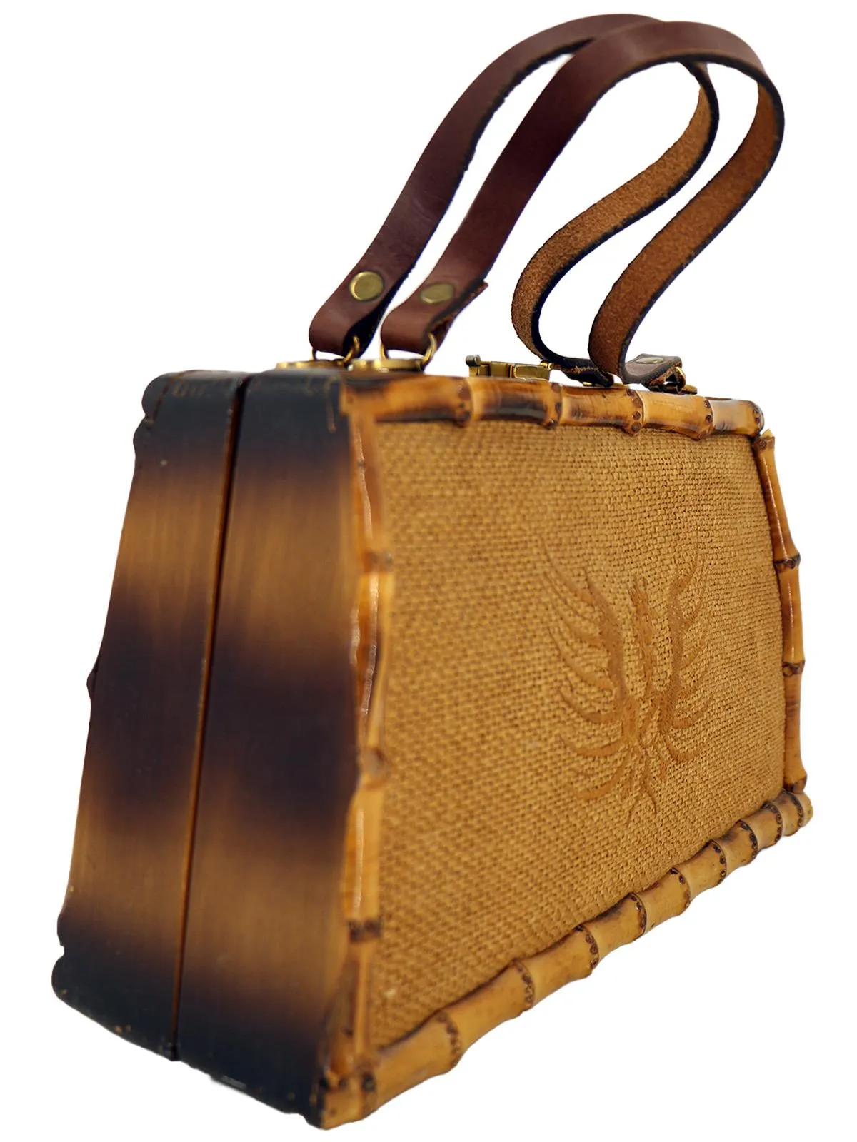 1950s Vintage Woven Bamboo Tiki Style Bag