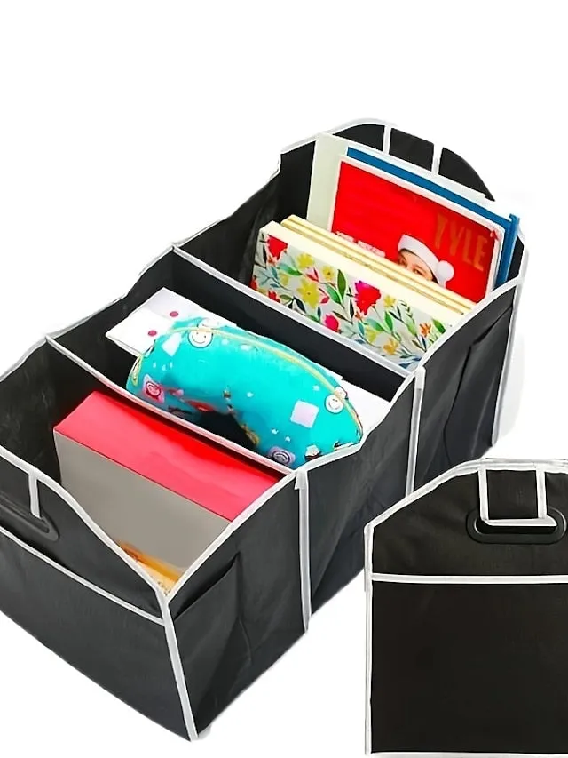 1pc Car Trunk Organizer Portable Foldable Waterproof Auto Storage Bag  Cargo Trunk Groceries Organizer Car Accessories Universal