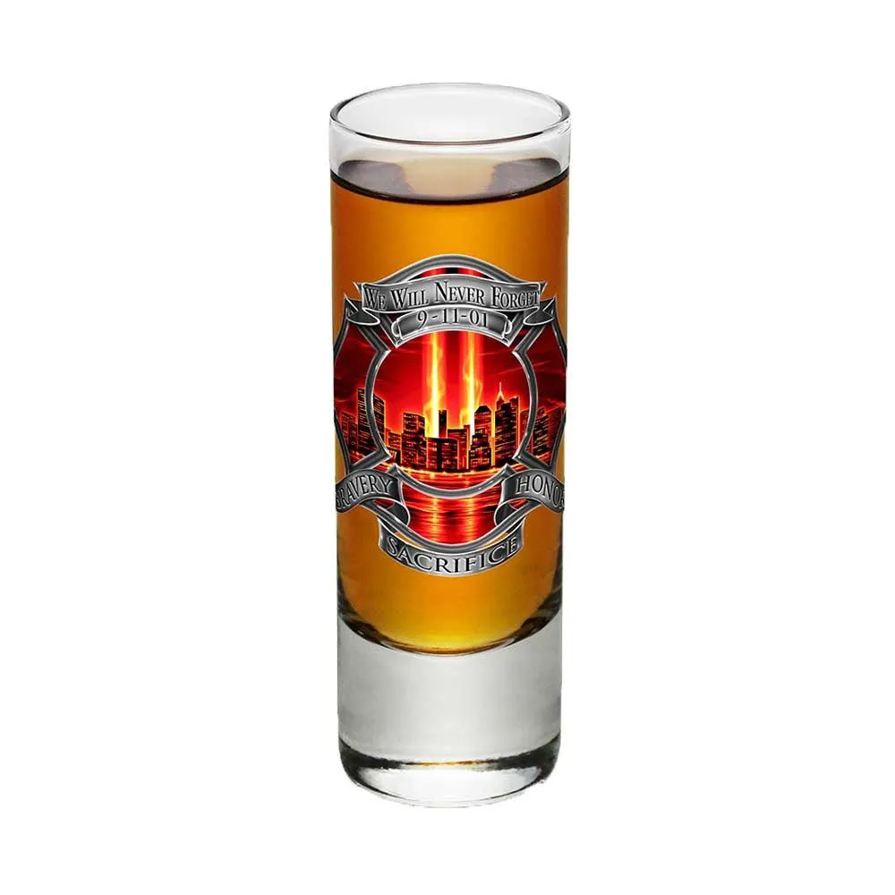 9/11 Firefighter Red Skies Shot Glasses