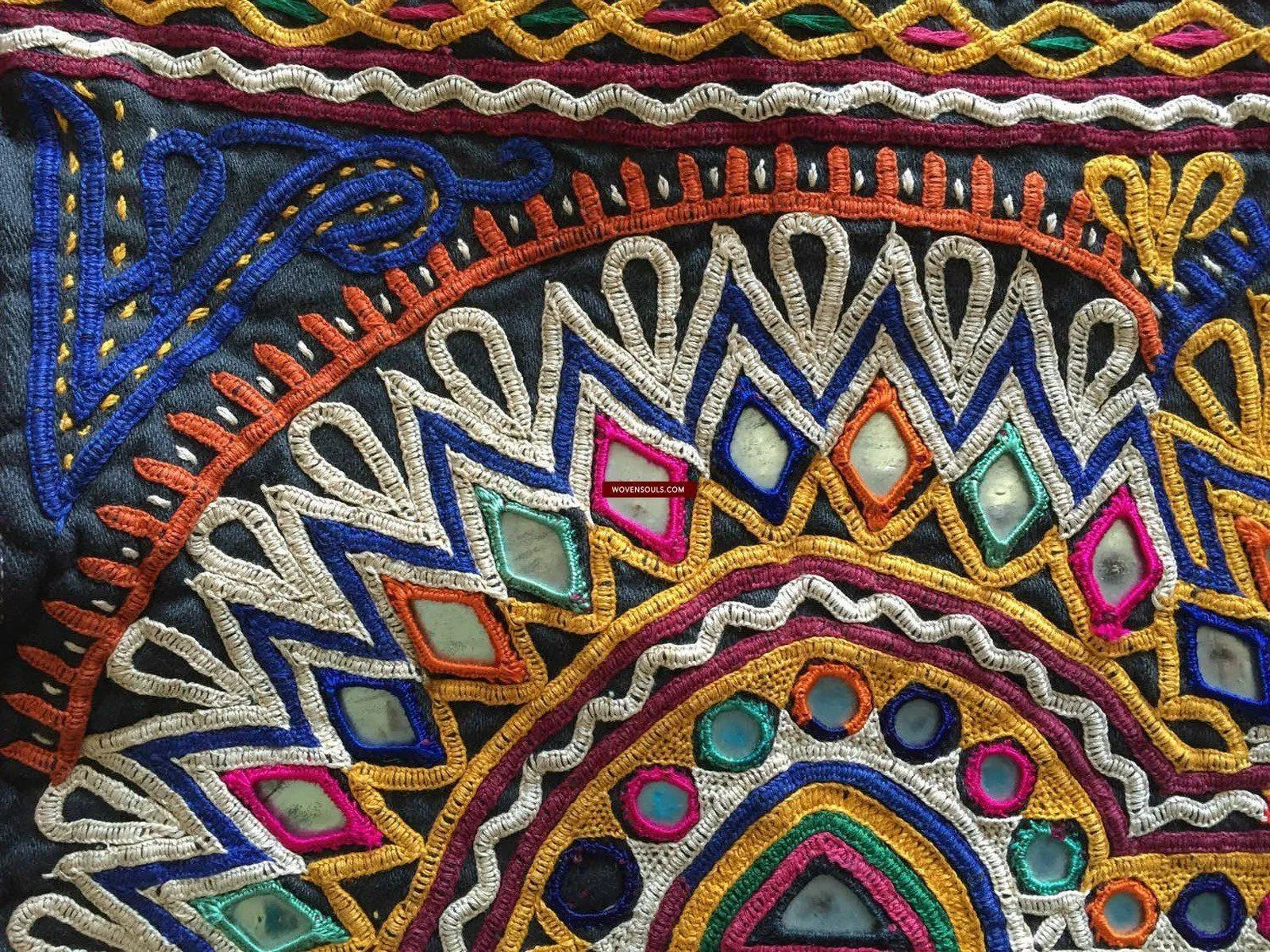 939 Masterpiece Dowry Bag Front Back Pair - Vintage Rabari Embroidery from Gujarat