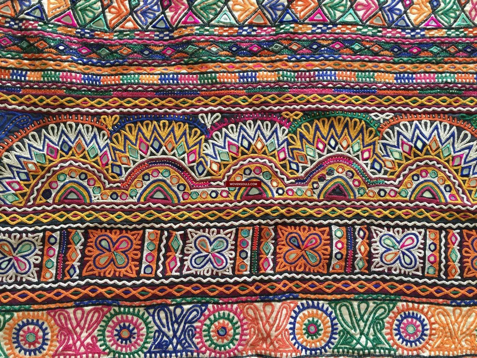 939 Masterpiece Dowry Bag Front Back Pair - Vintage Rabari Embroidery from Gujarat
