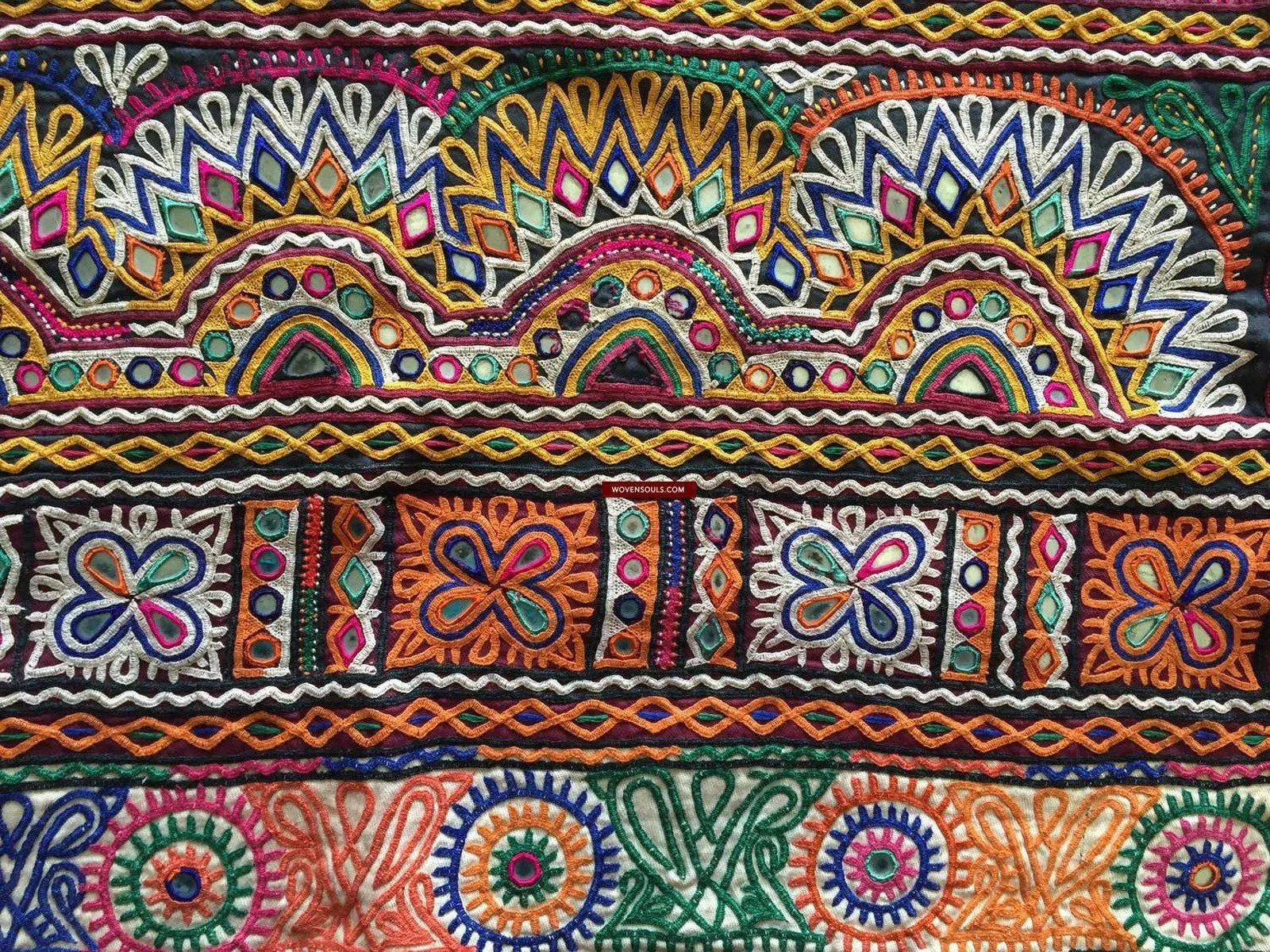 939 Masterpiece Dowry Bag Front Back Pair - Vintage Rabari Embroidery from Gujarat