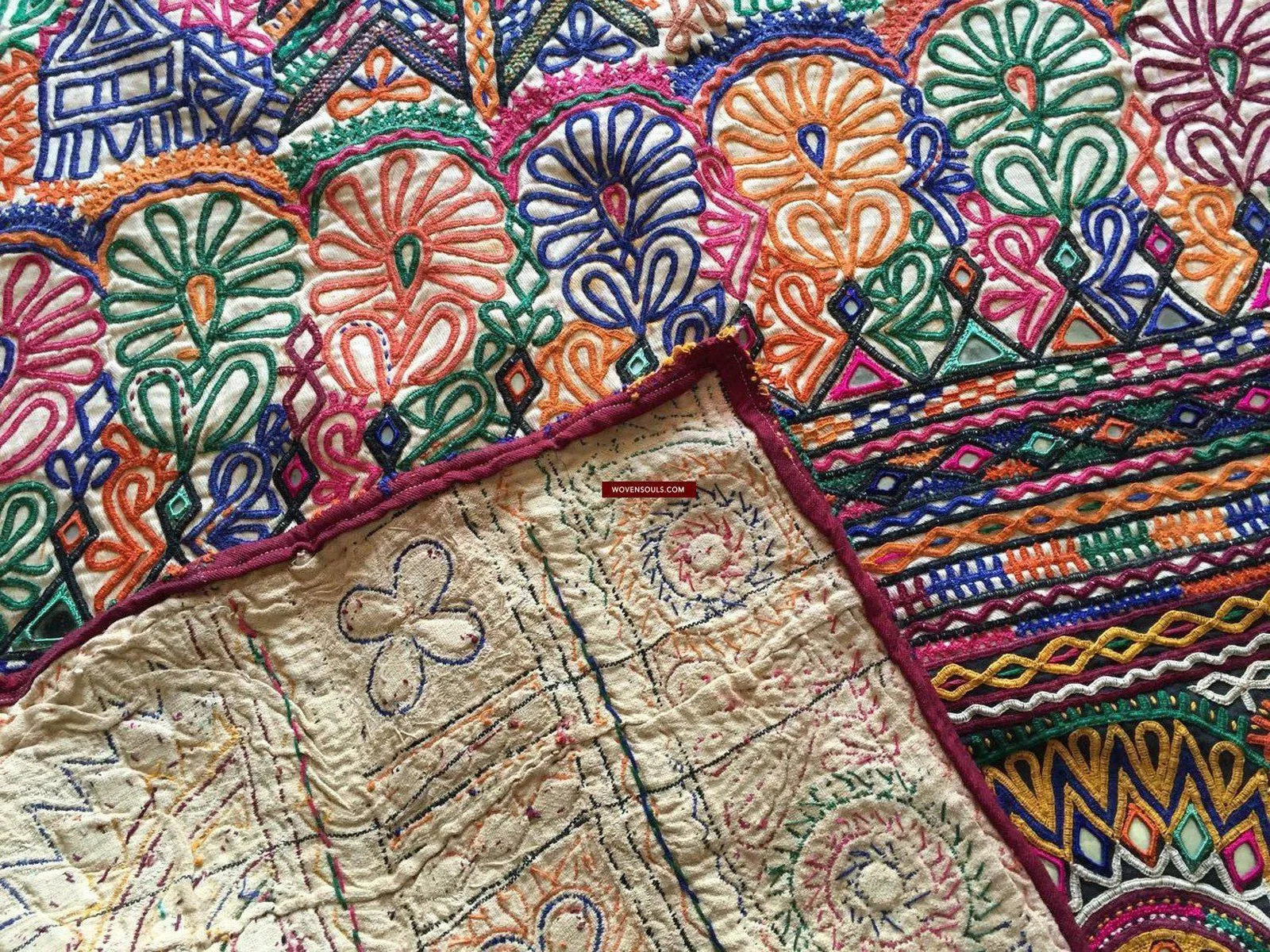 939 Masterpiece Dowry Bag Front Back Pair - Vintage Rabari Embroidery from Gujarat