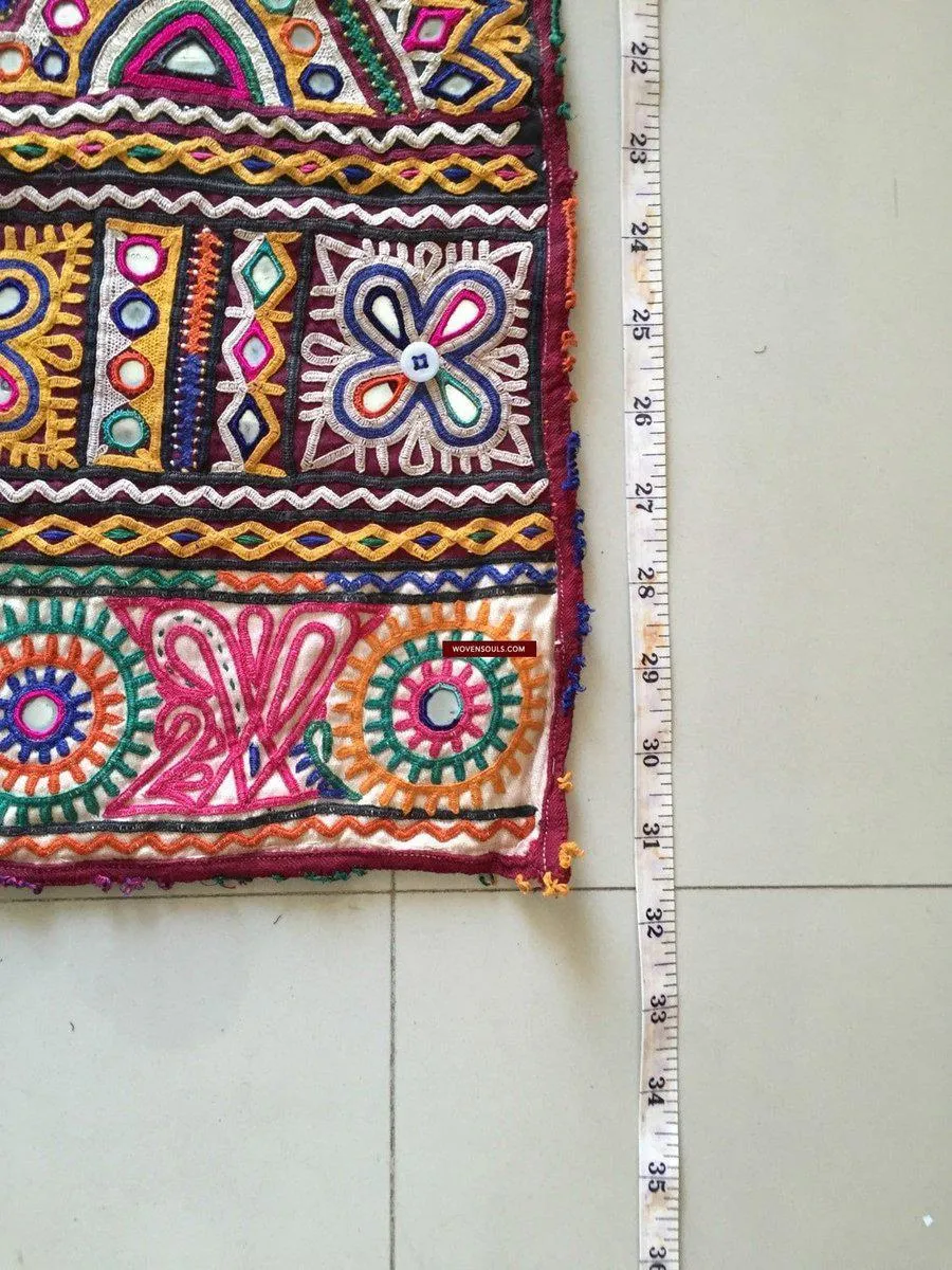 939 Masterpiece Dowry Bag Front Back Pair - Vintage Rabari Embroidery from Gujarat