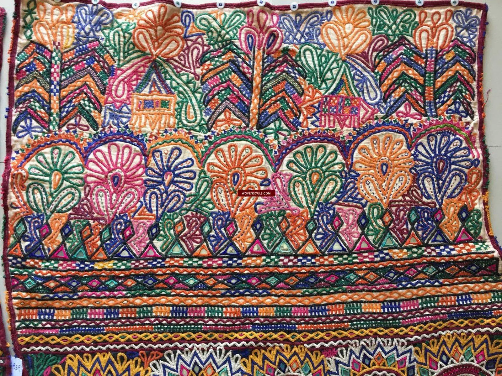 939 Masterpiece Dowry Bag Front Back Pair - Vintage Rabari Embroidery from Gujarat
