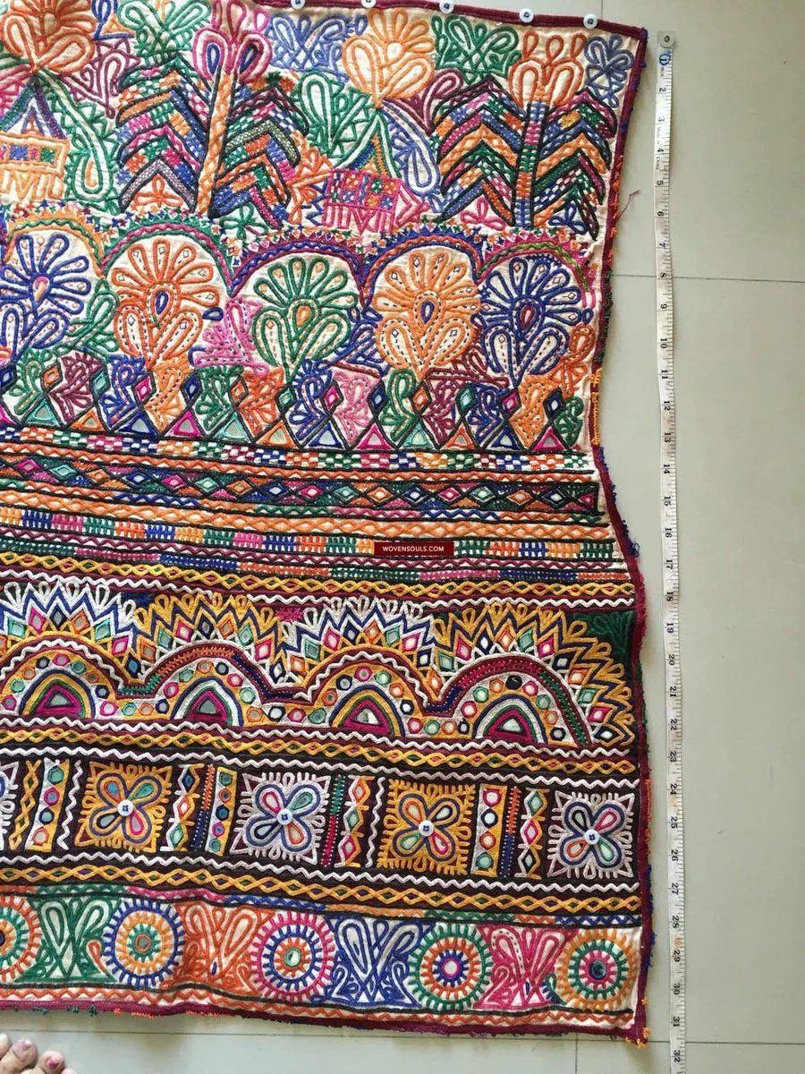 939 Masterpiece Dowry Bag Front Back Pair - Vintage Rabari Embroidery from Gujarat