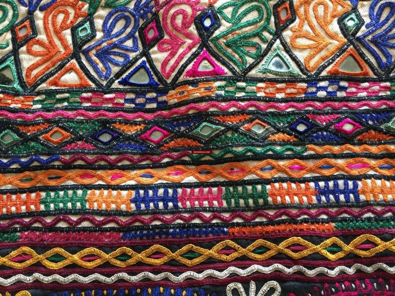 939 Masterpiece Dowry Bag Front Back Pair - Vintage Rabari Embroidery from Gujarat