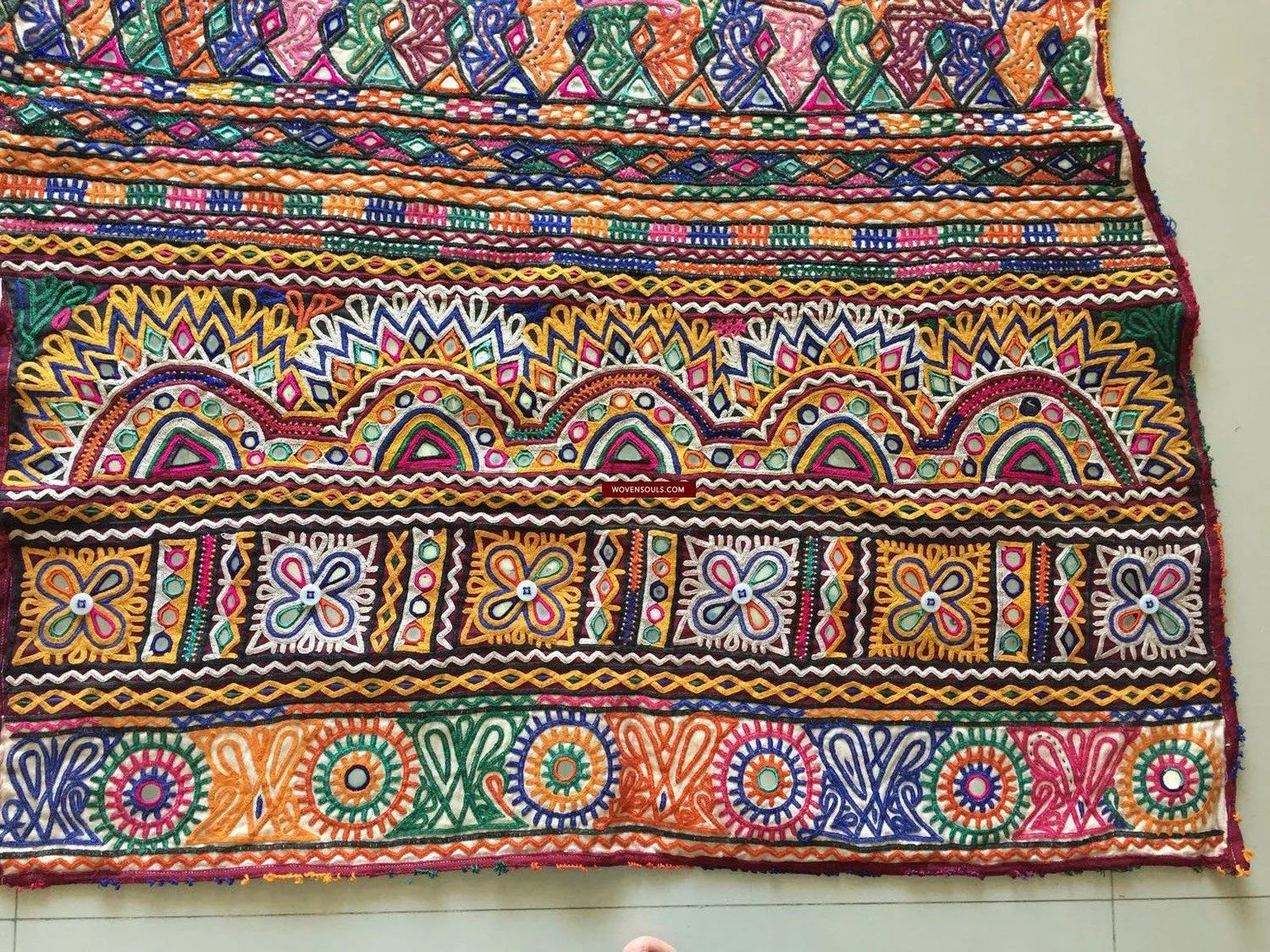 939 Masterpiece Dowry Bag Front Back Pair - Vintage Rabari Embroidery from Gujarat