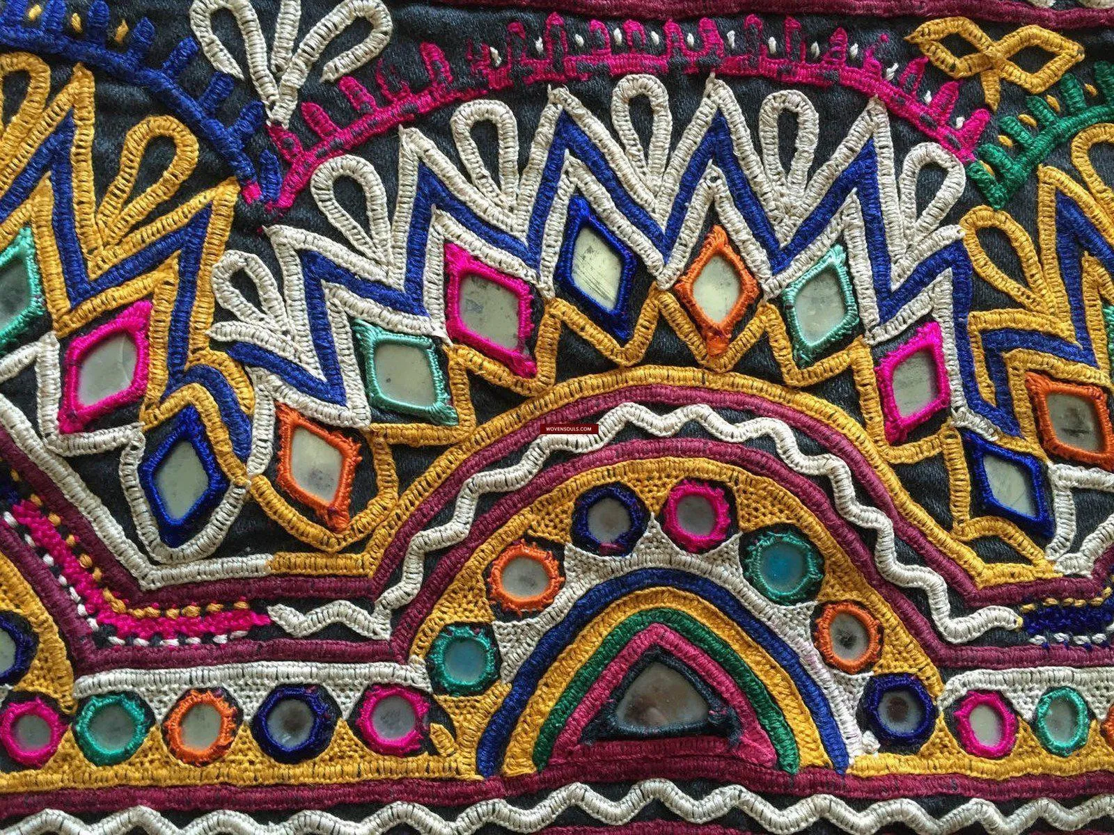 939 Masterpiece Dowry Bag Front Back Pair - Vintage Rabari Embroidery from Gujarat