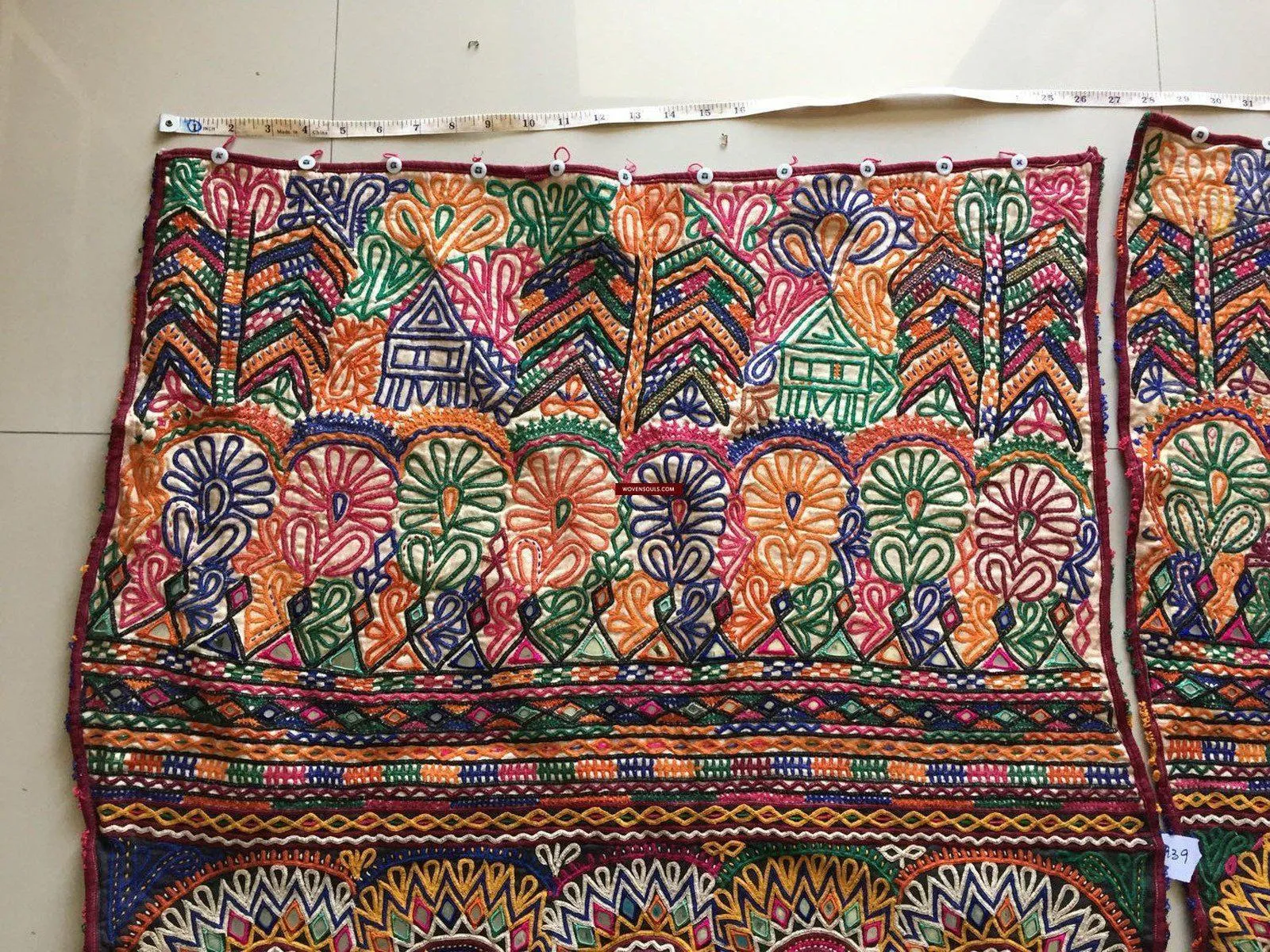 939 Masterpiece Dowry Bag Front Back Pair - Vintage Rabari Embroidery from Gujarat