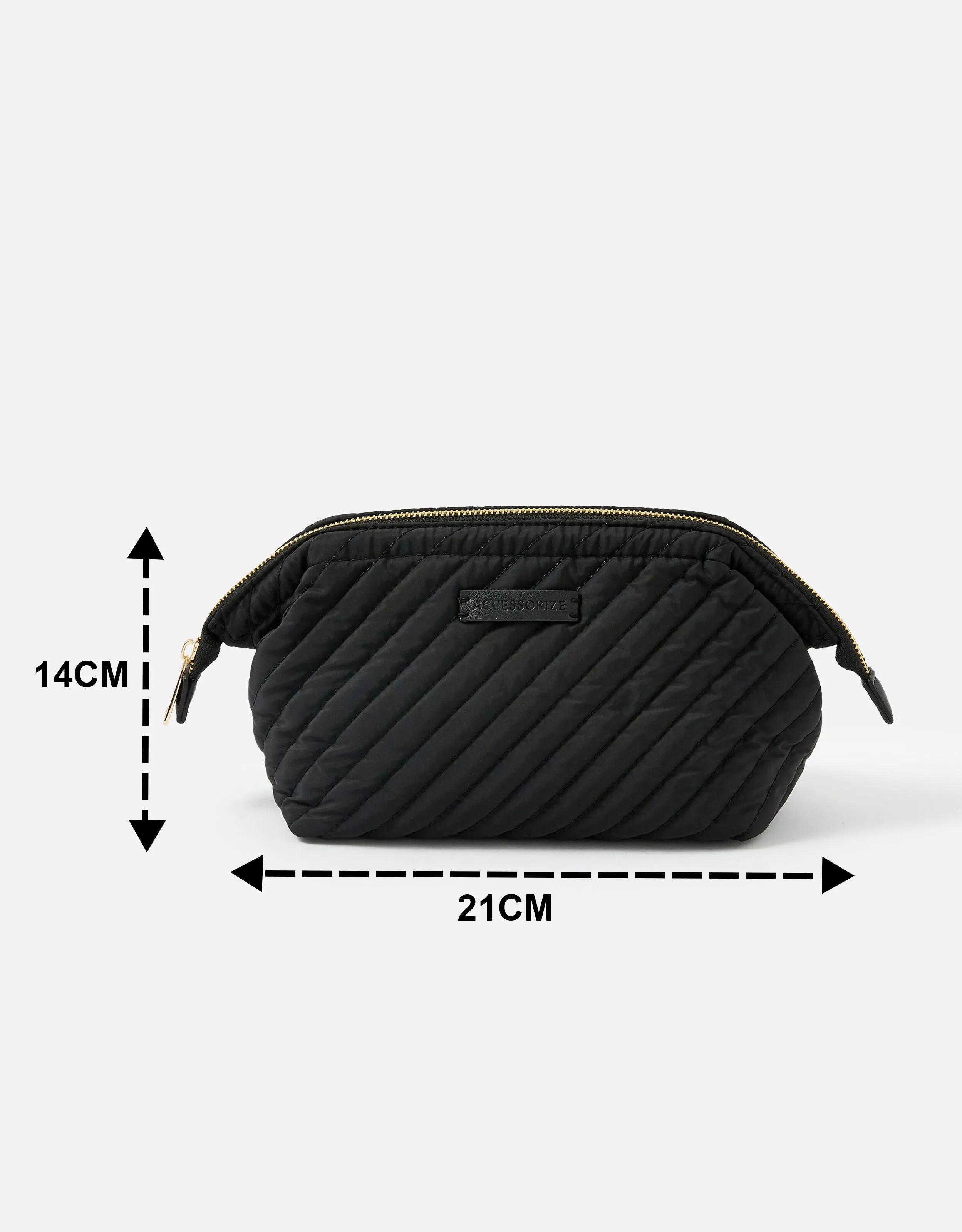 Accessorize London Women's Faux Leather Black Quilted Wash Bag