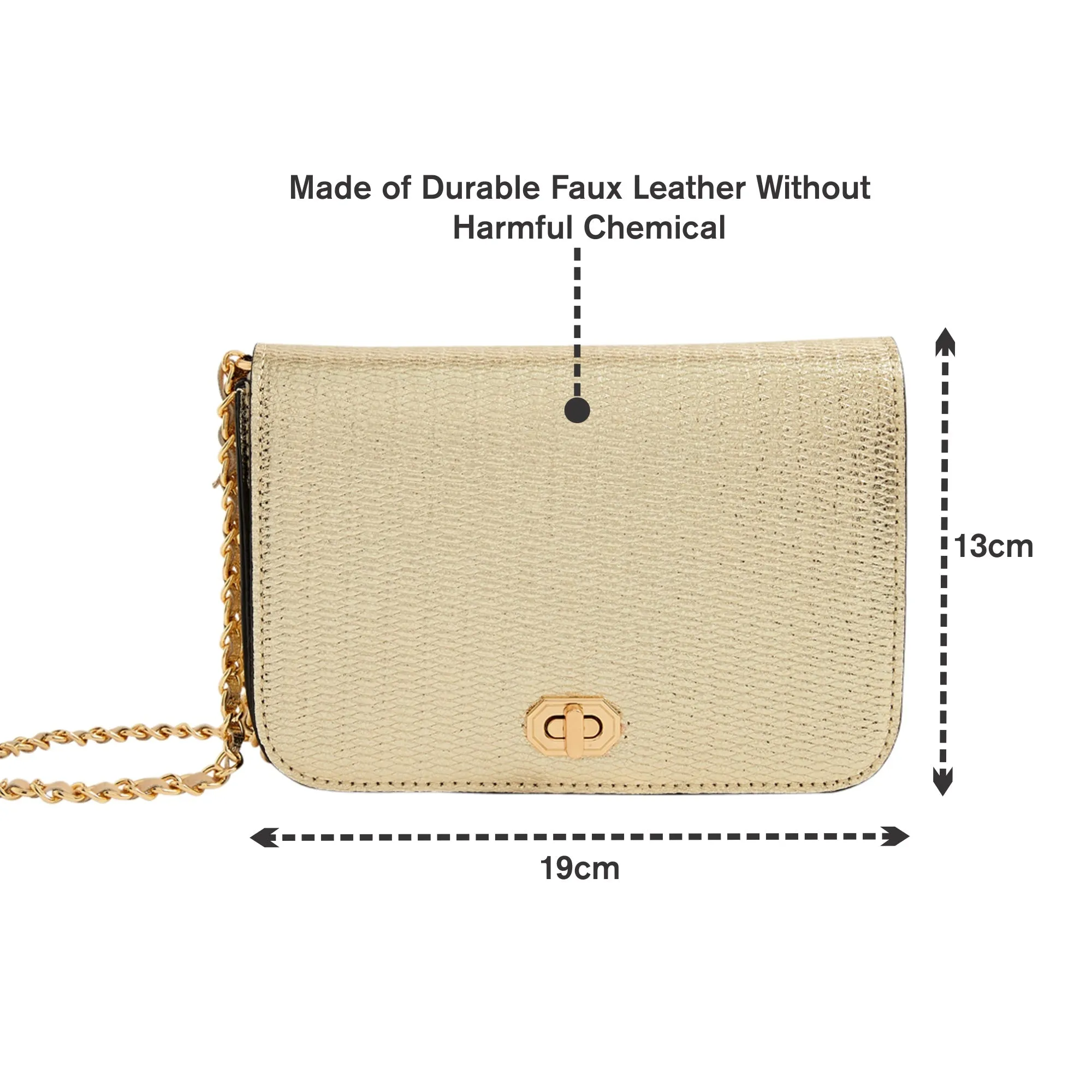 Accessorize London Women's Faux Leather Gold Erin Sling Bag