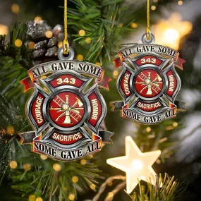 All Gave Some Gave All Firefighter Logo Ornament, Acrylic Flat Firefighter Keychain