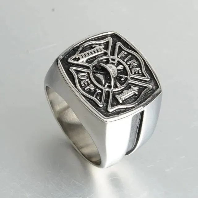 American Firefighter Silver Plated Men's  Ring