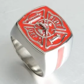 American Firefighter Silver Plated Men's  Ring
