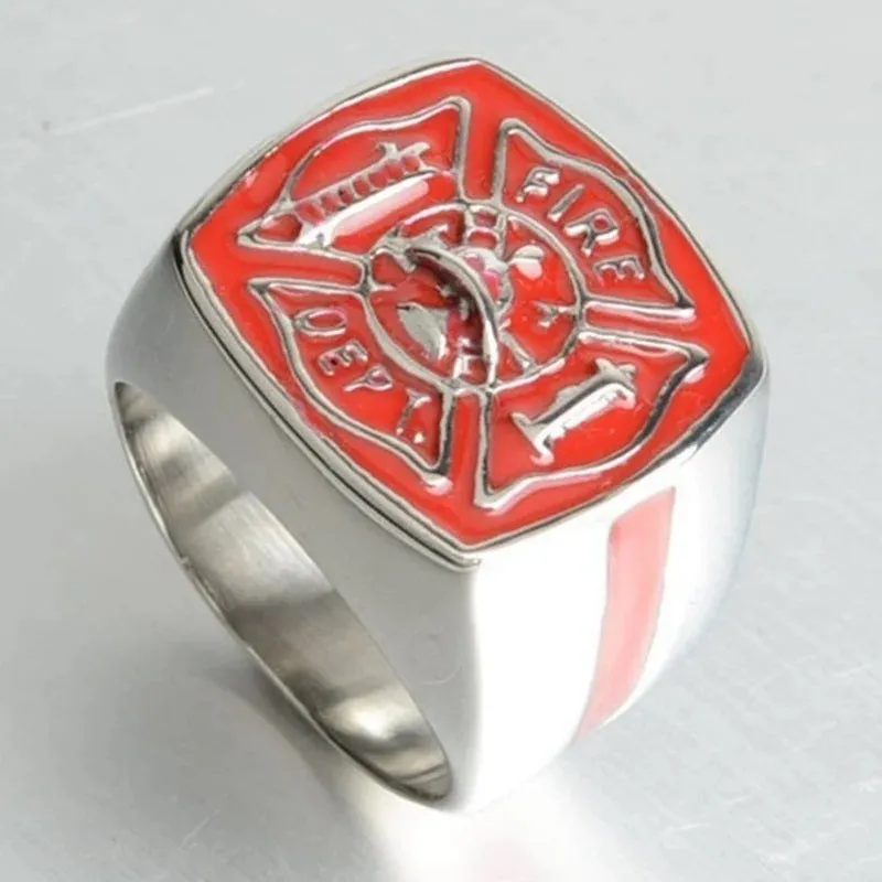American Firefighter Silver Plated Men's  Ring