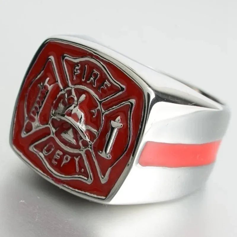 American Firefighter Silver Plated Men's  Ring
