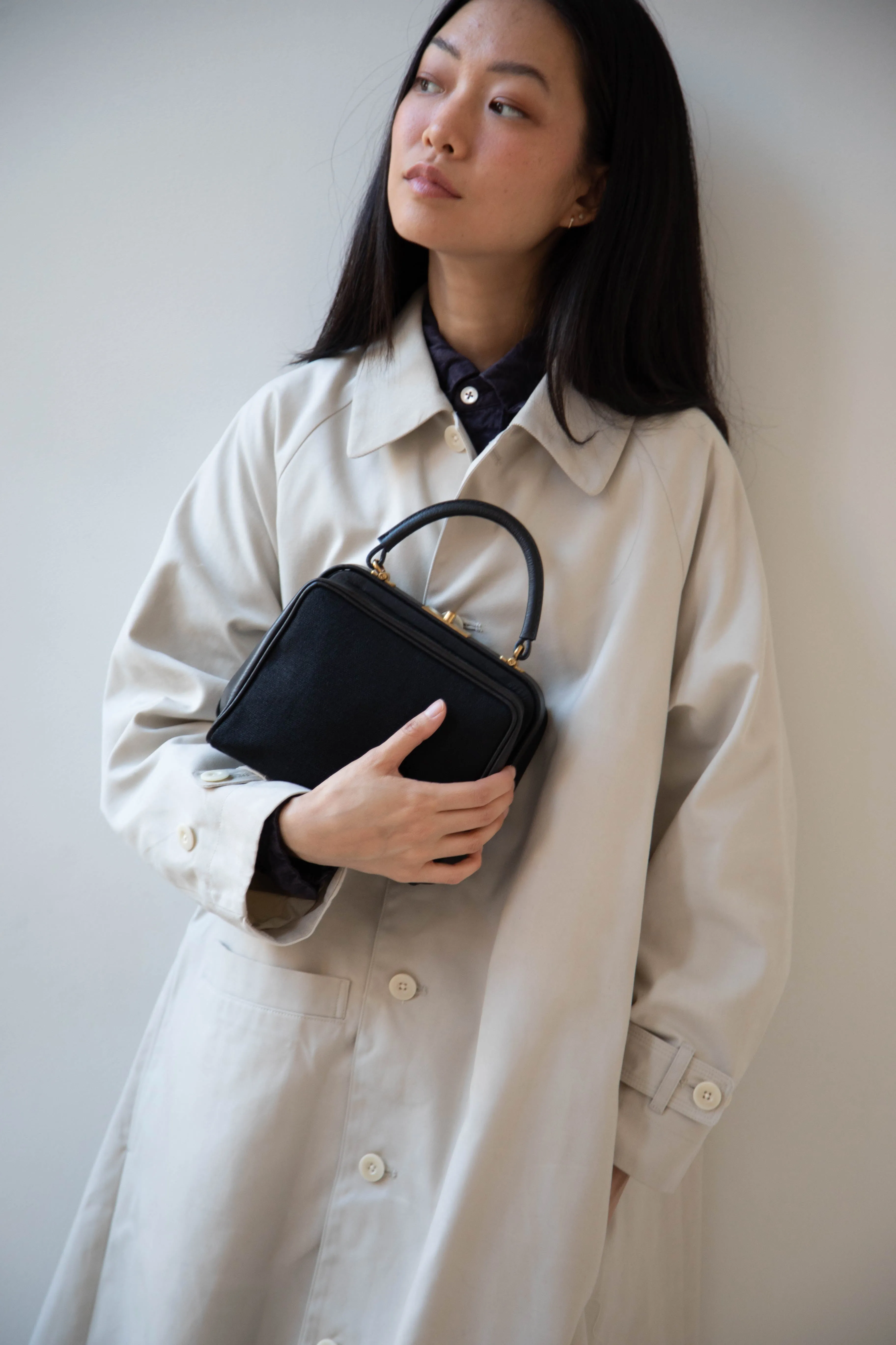 Arts & Science | Box Doctor Bag in Black Leather & Linen