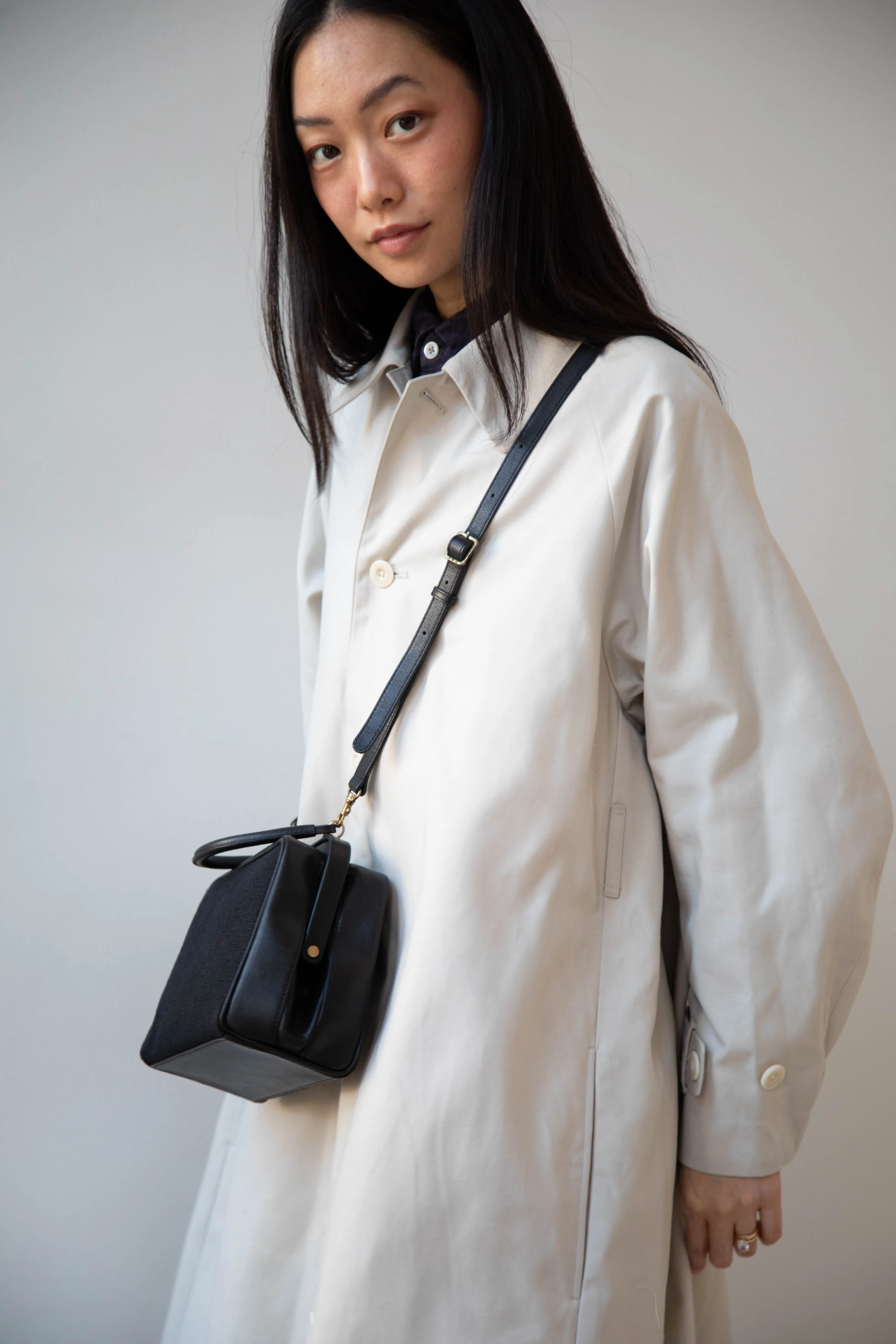 Arts & Science | Box Doctor Bag in Black Leather & Linen