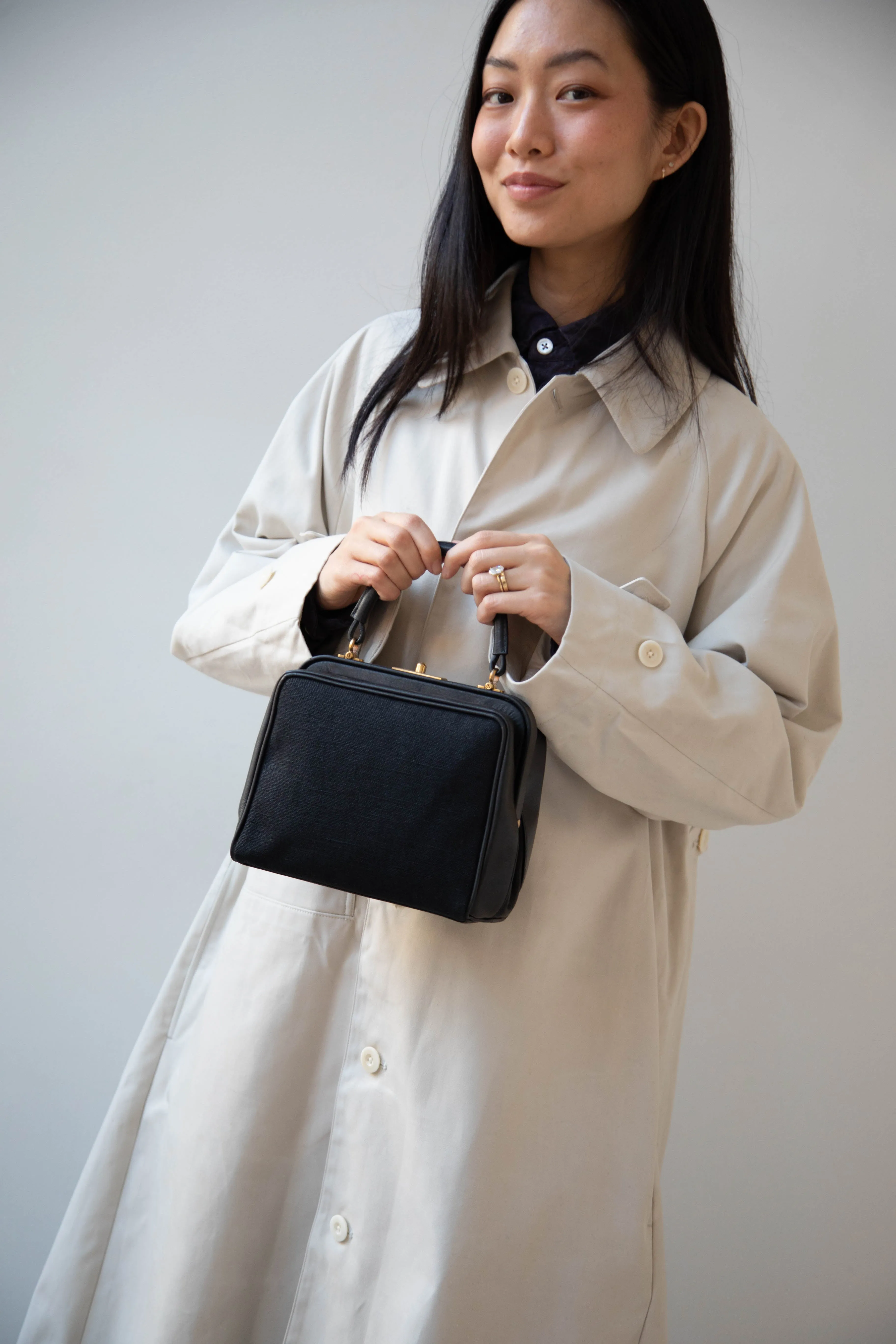 Arts & Science | Box Doctor Bag in Black Leather & Linen