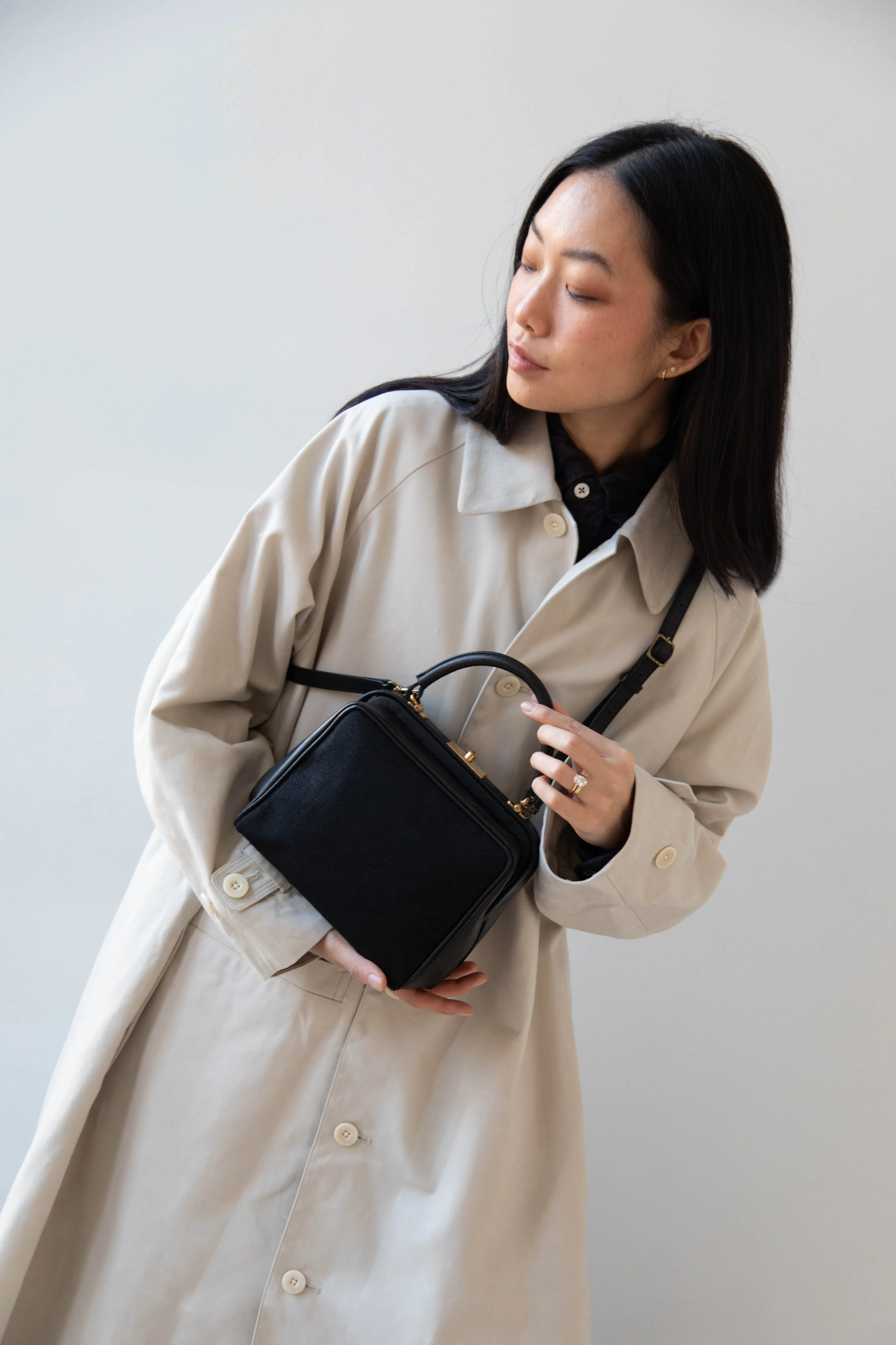 Arts & Science | Box Doctor Bag in Black Leather & Linen
