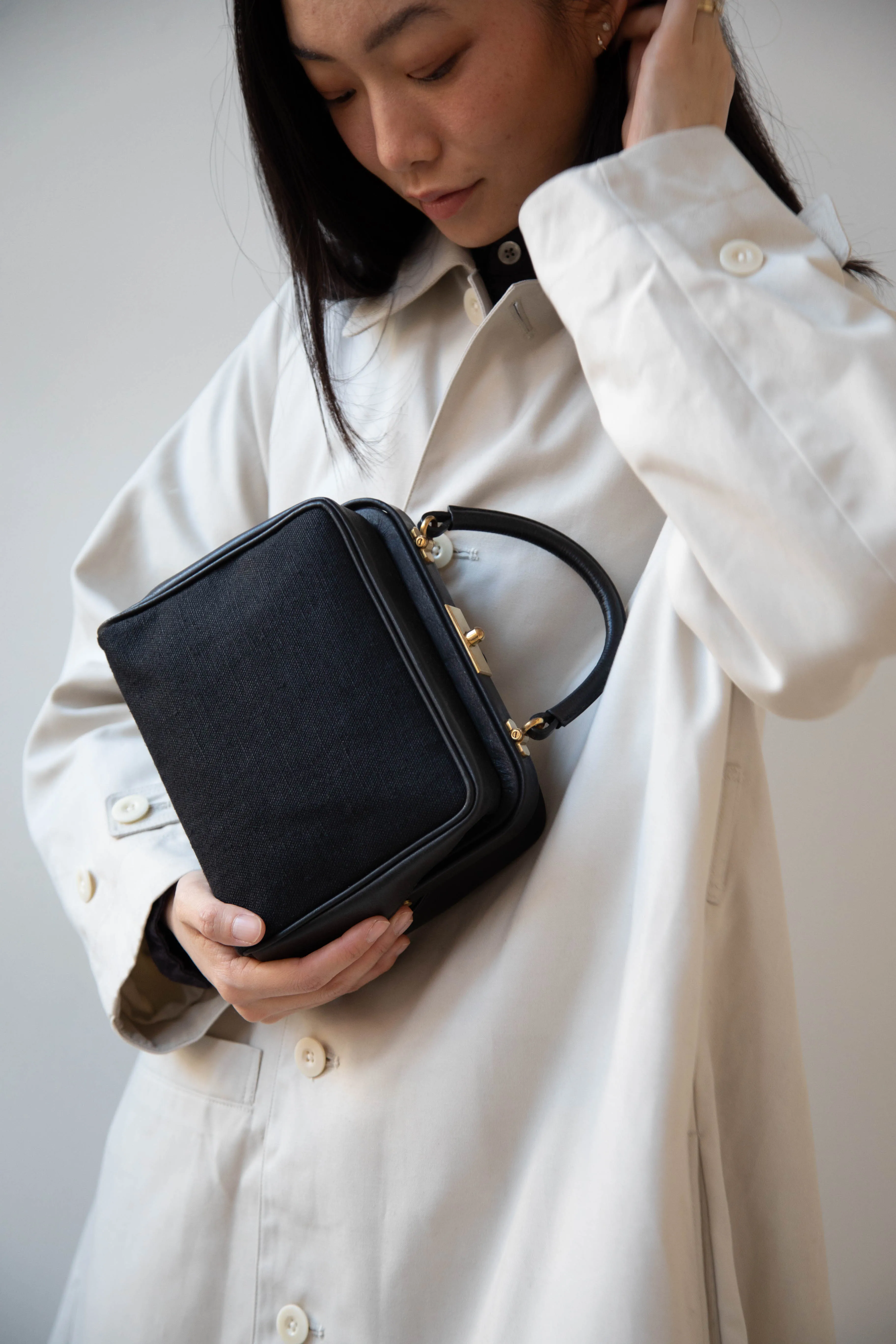 Arts & Science | Box Doctor Bag in Black Leather & Linen