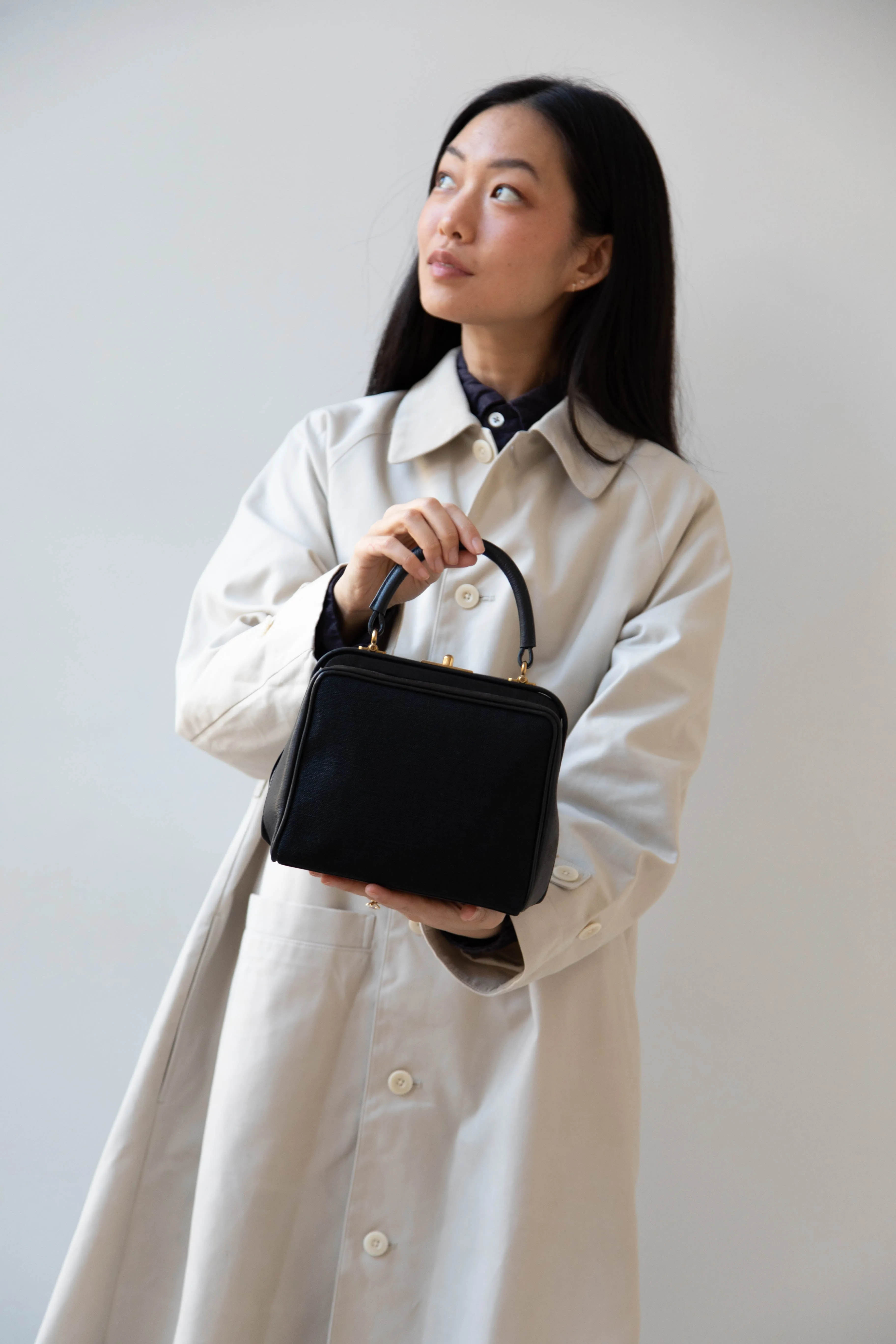 Arts & Science | Box Doctor Bag in Black Leather & Linen
