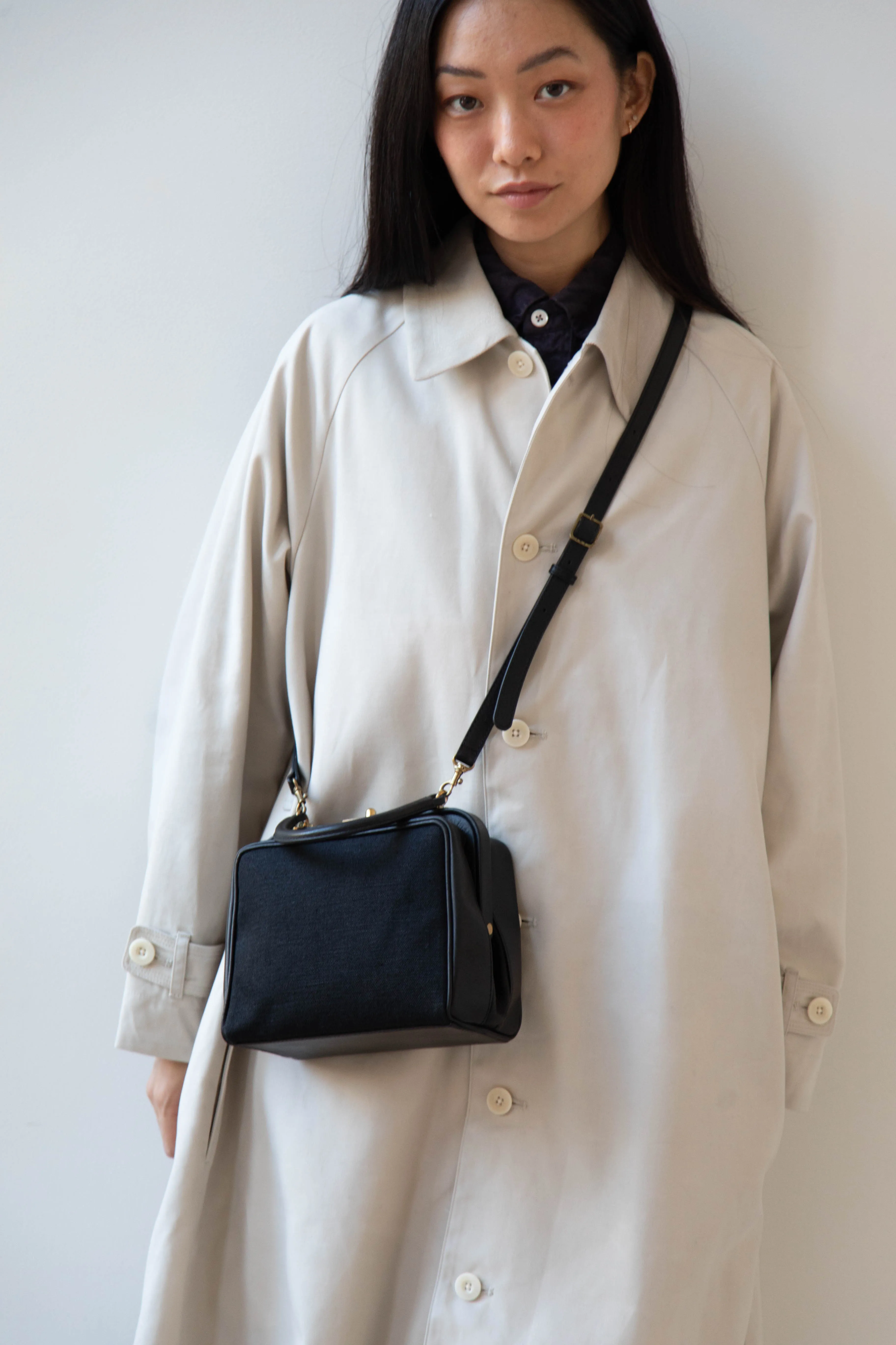Arts & Science | Box Doctor Bag in Black Leather & Linen