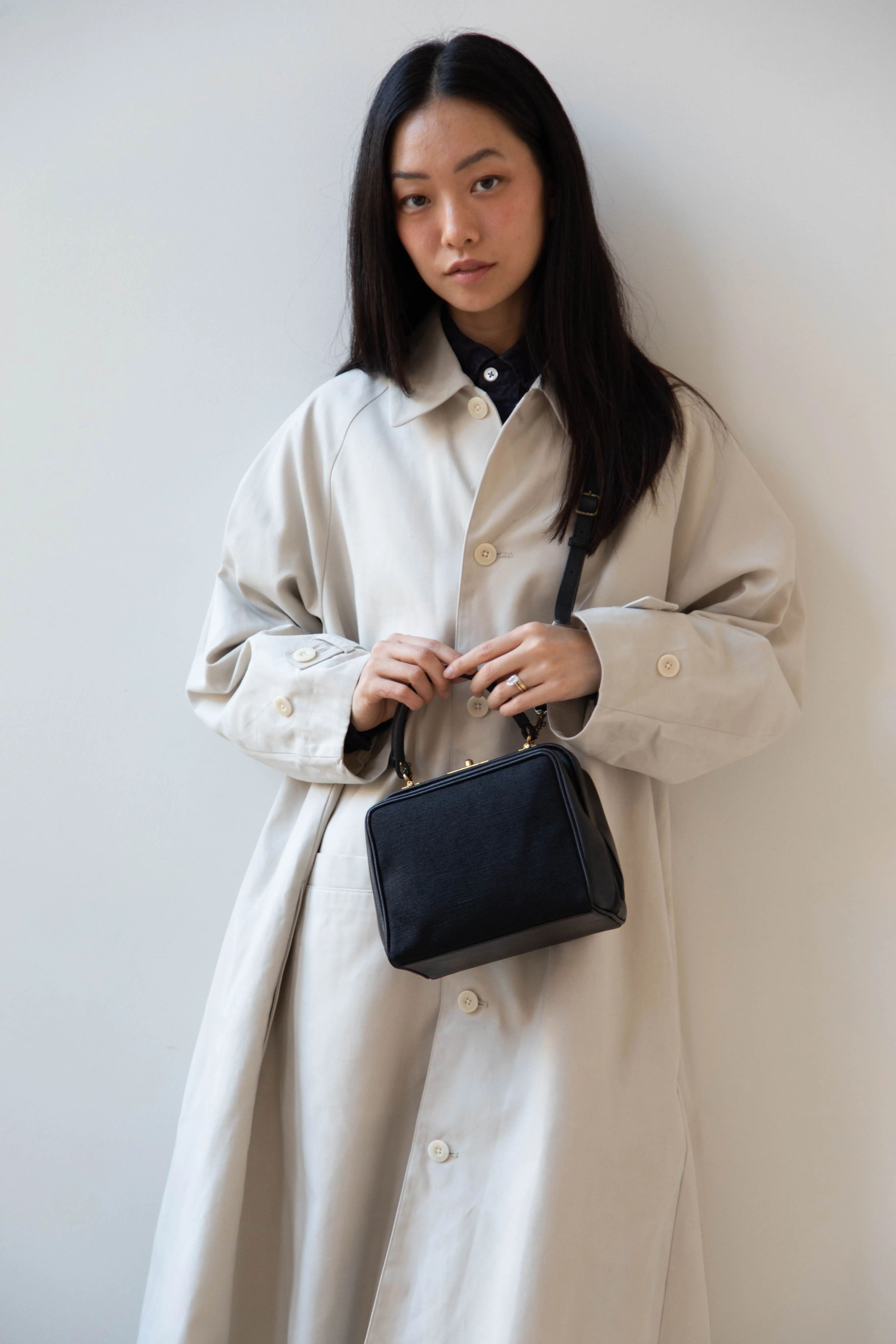 Arts & Science | Box Doctor Bag in Black Leather & Linen