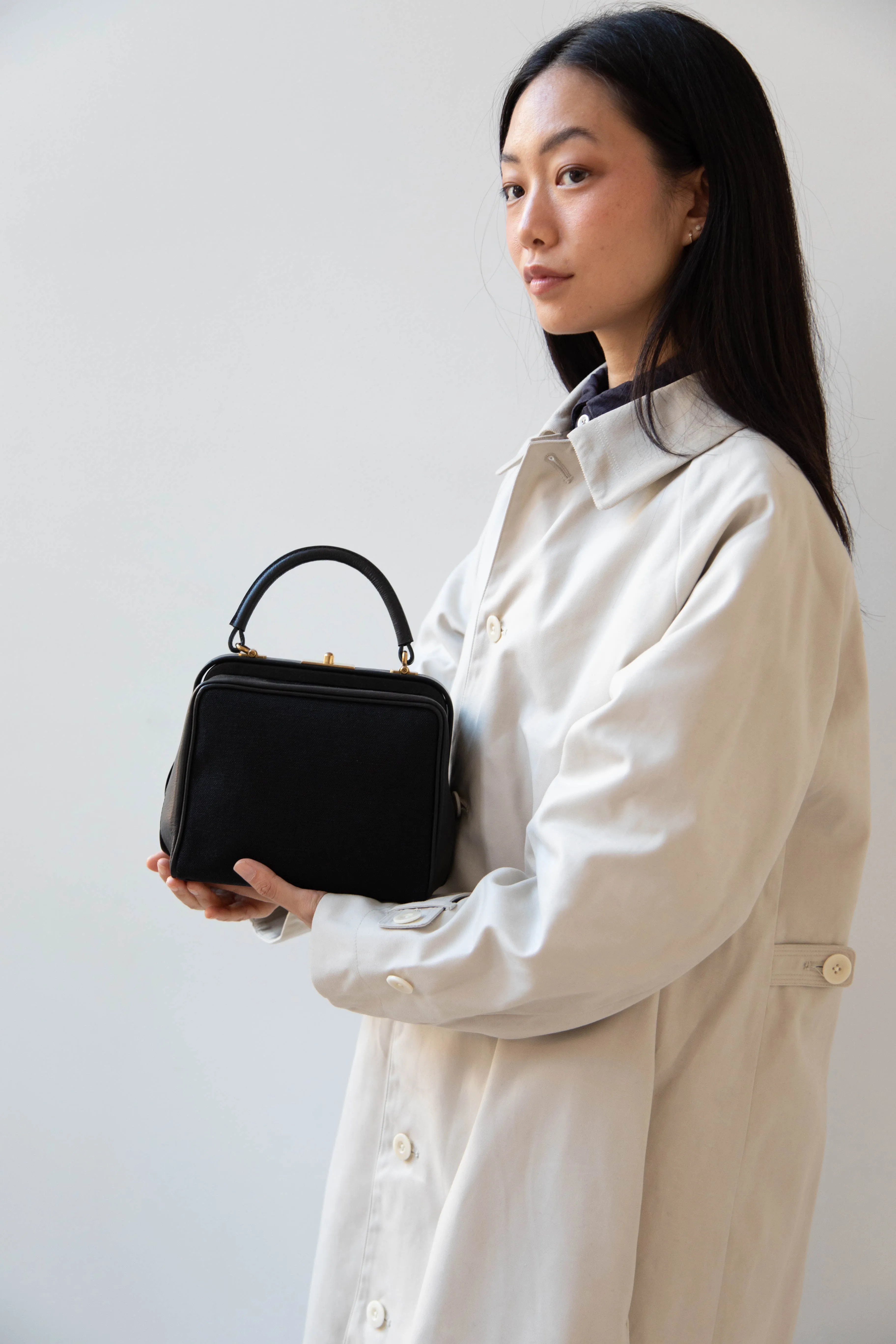 Arts & Science | Box Doctor Bag in Black Leather & Linen