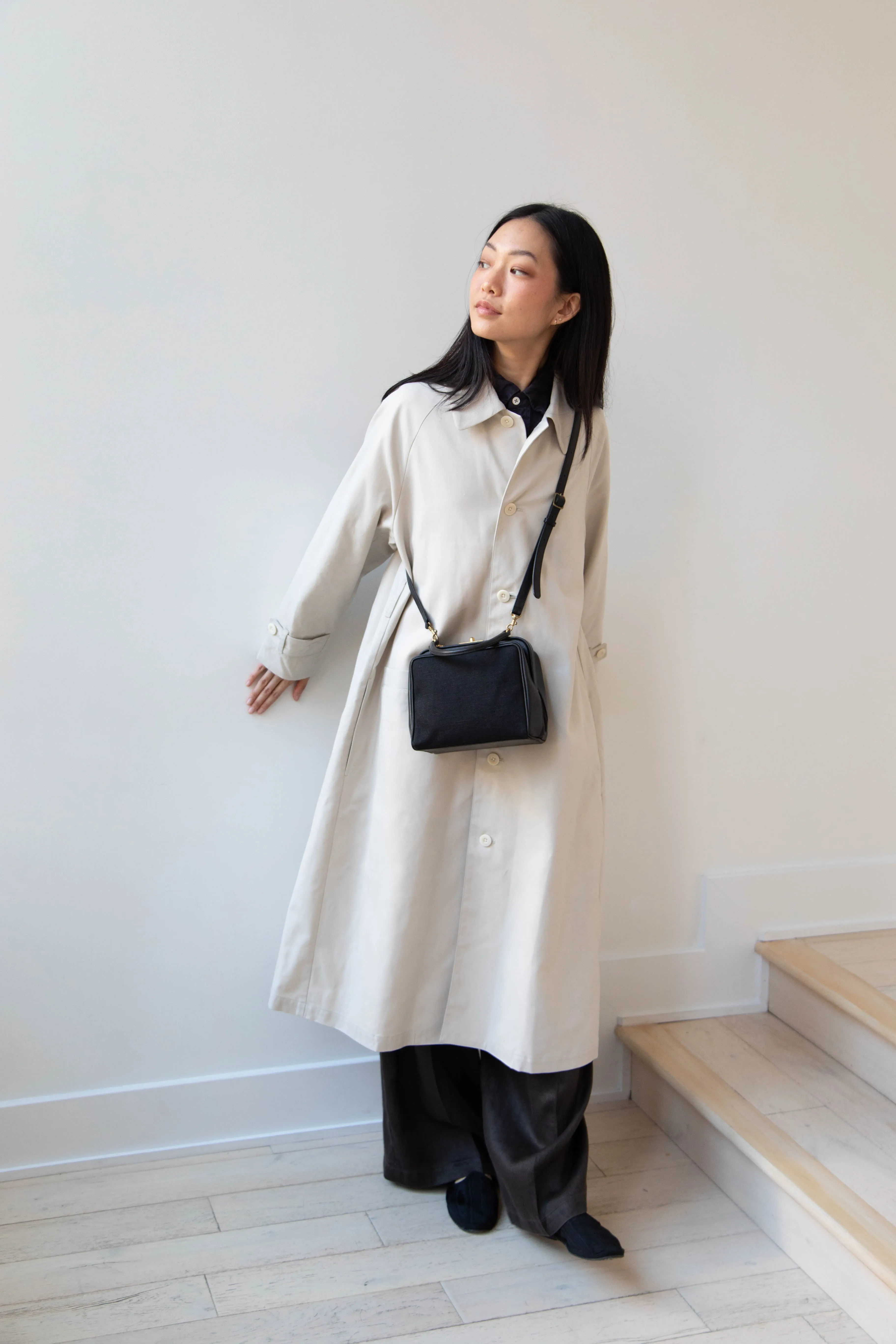 Arts & Science | Box Doctor Bag in Black Leather & Linen