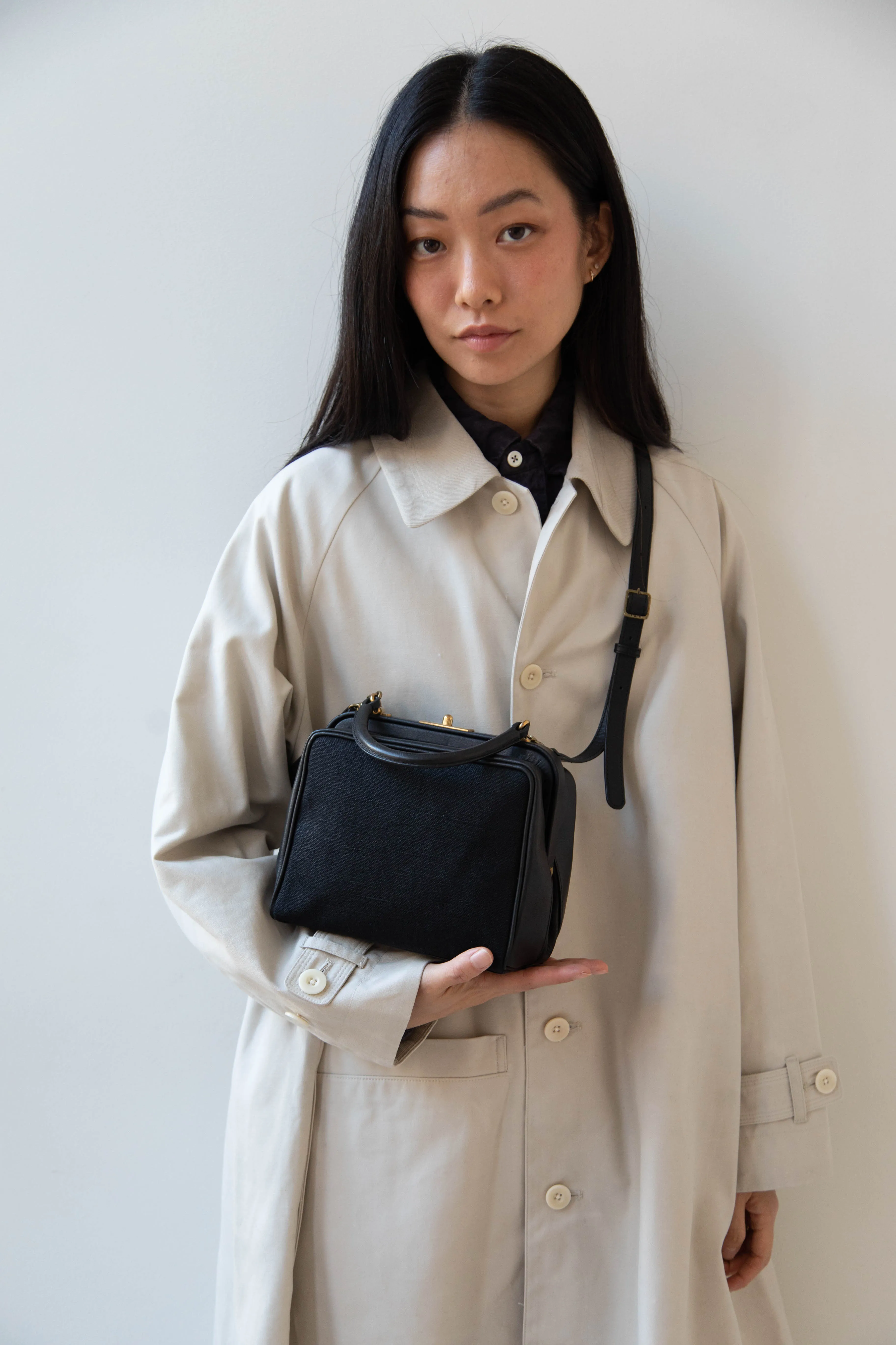 Arts & Science | Box Doctor Bag in Black Leather & Linen
