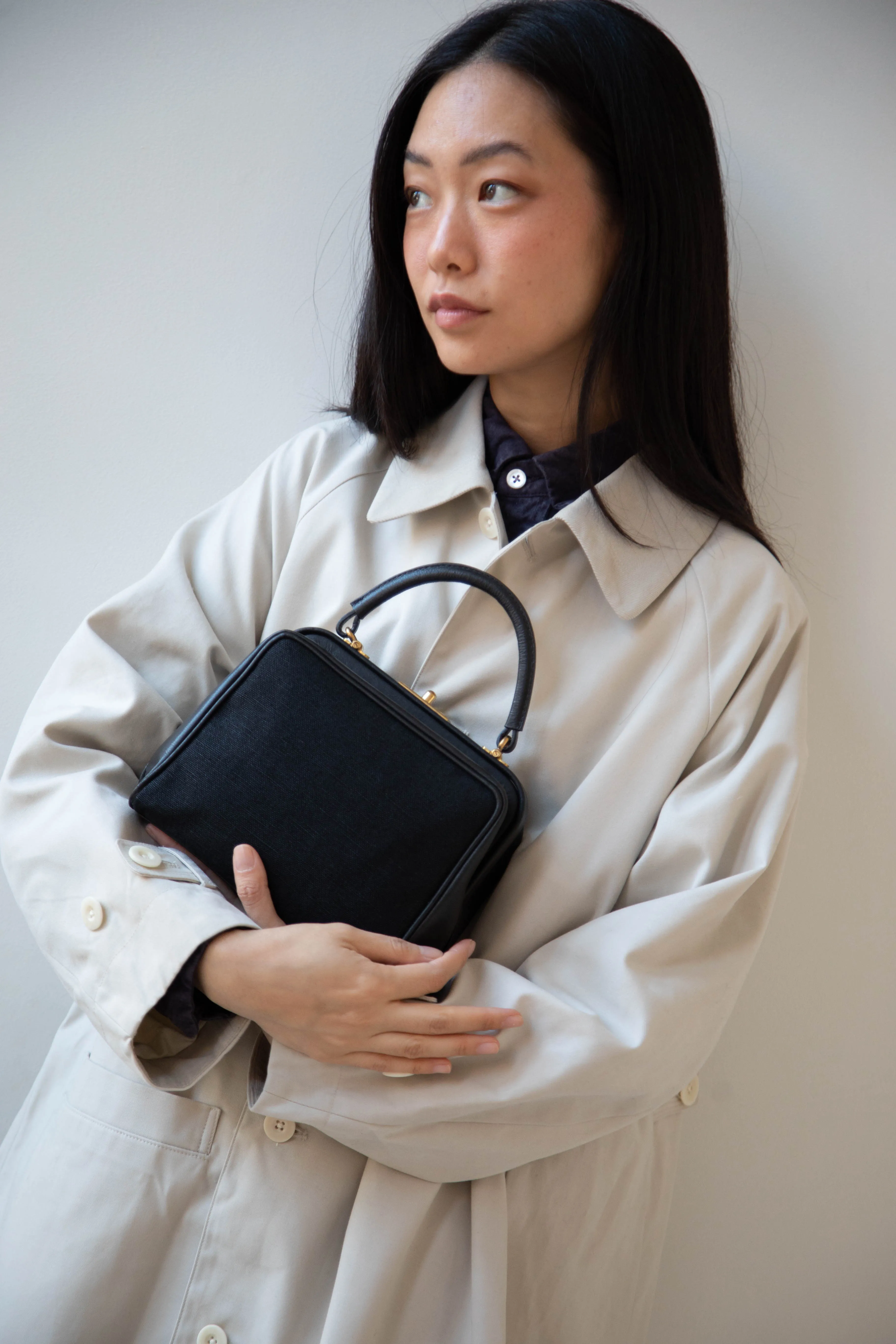 Arts & Science | Box Doctor Bag in Black Leather & Linen