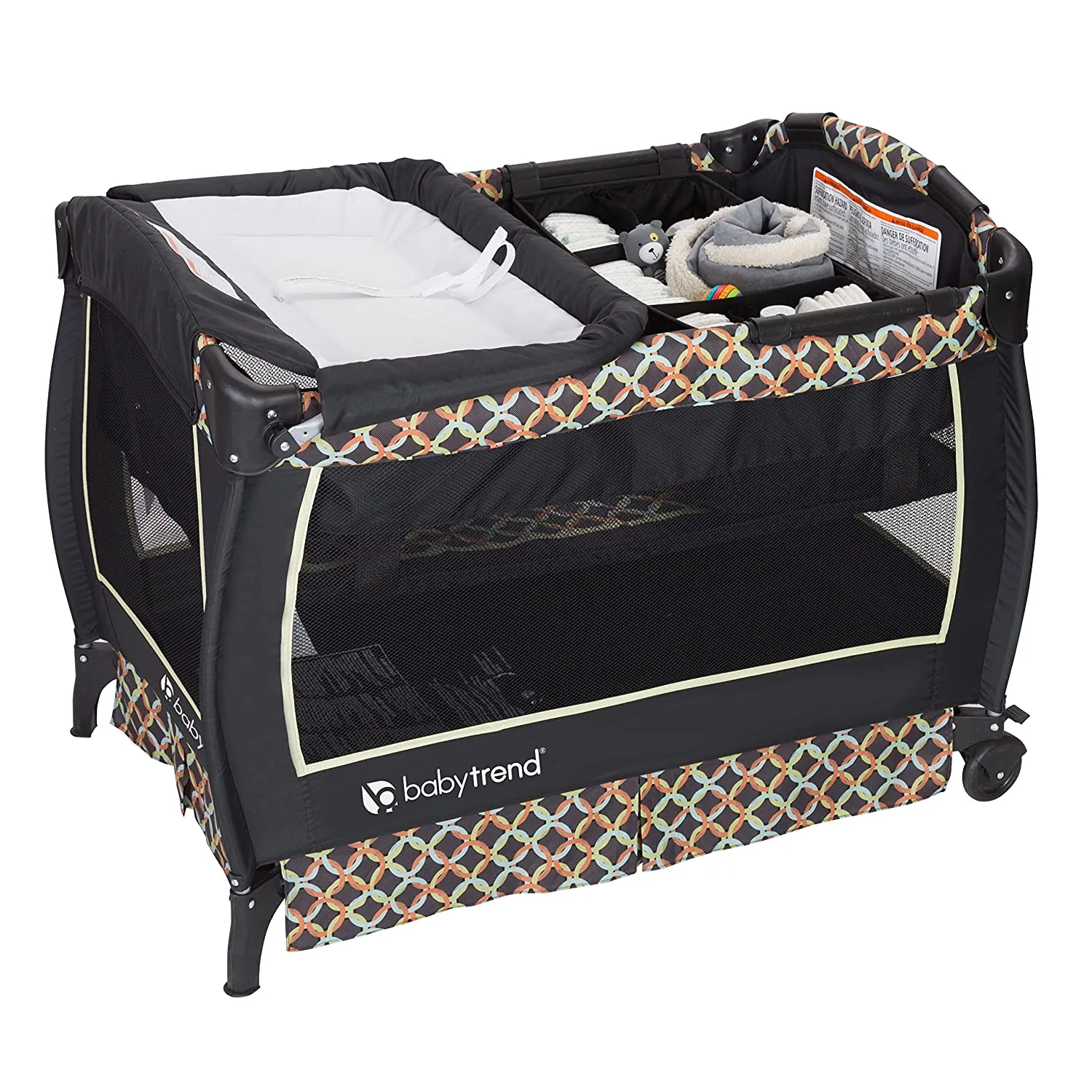 Baby Trend Unisex Portable Deluxe Infant Twin Play Nursery Center, Circle Tech