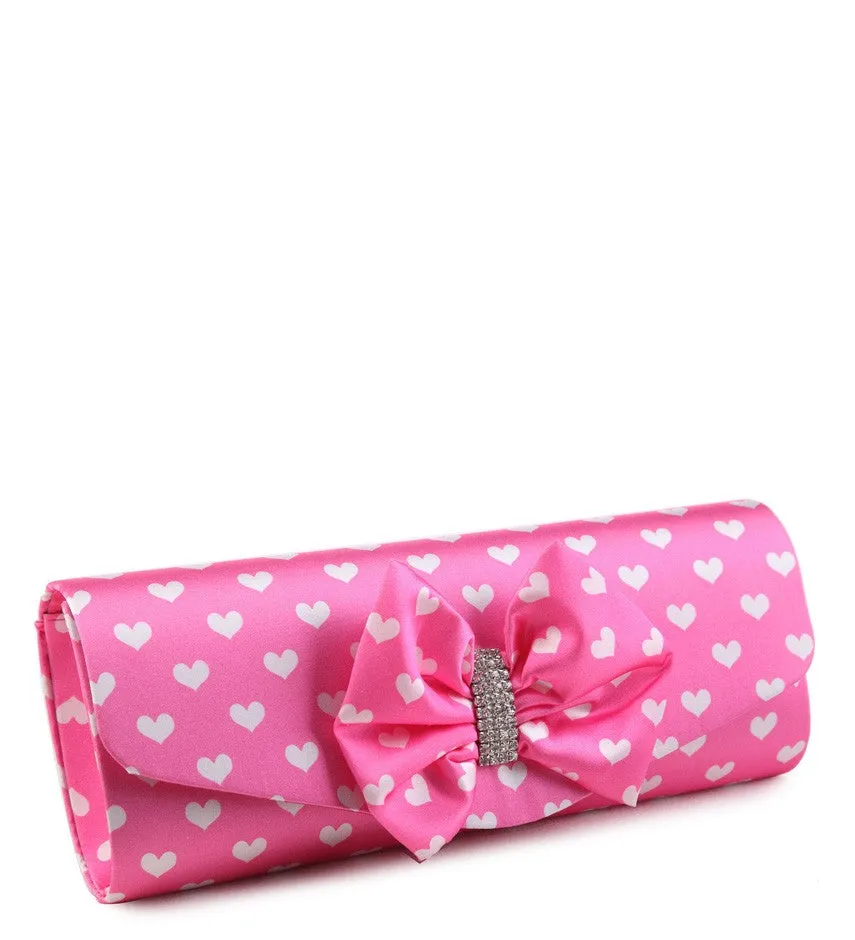 Bag Envy Cupid Red Diamante Satin Clutch Bag