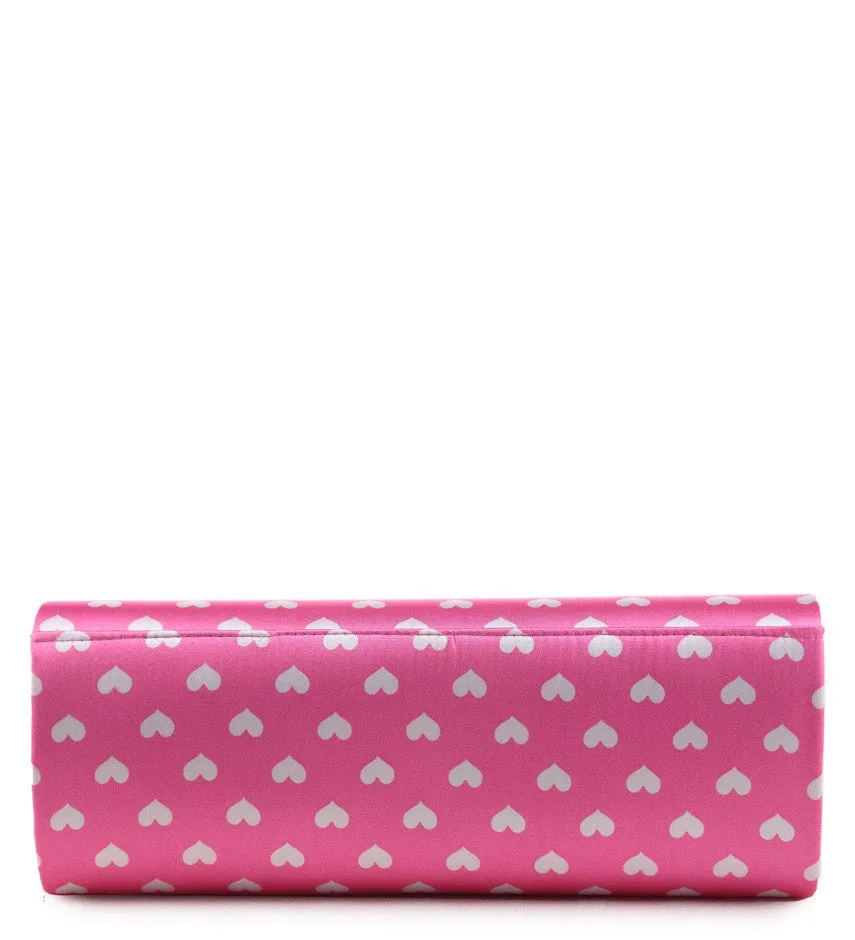 Bag Envy Cupid Red Diamante Satin Clutch Bag
