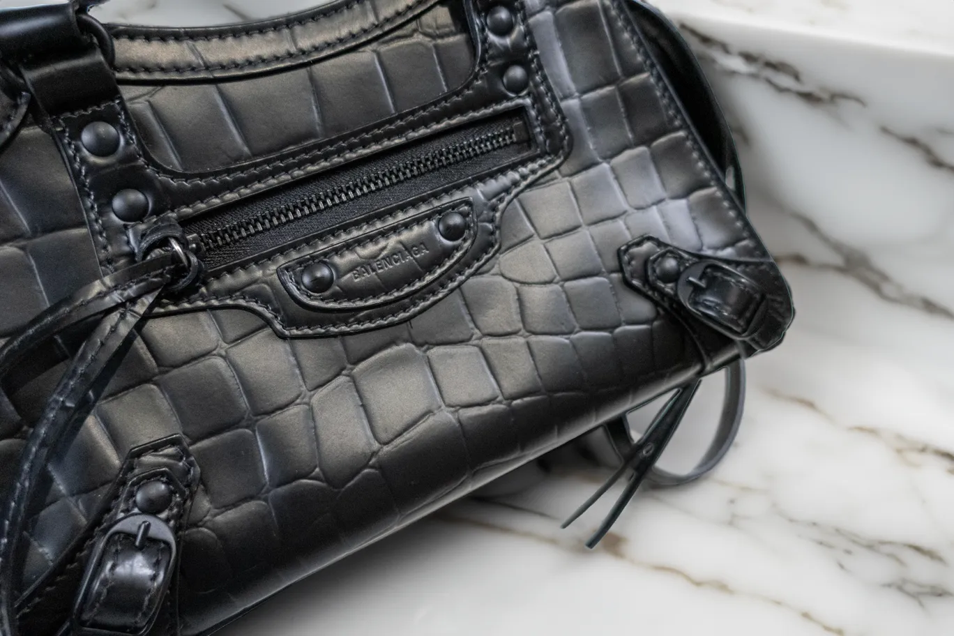 Balenciaga Neo Classic Embossed Leather Shoulder Bag