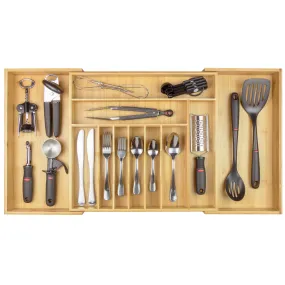 Bamboo Drawer Organizer for Silverware & Utensils (Expands 18.5-33in)