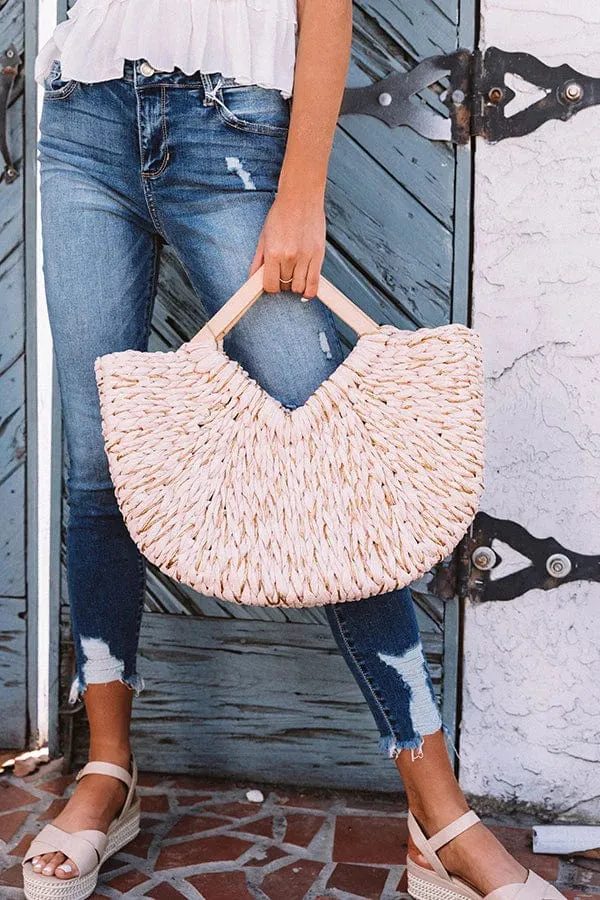 BGT81781 Isabella Wooden Handle Straw Tote Bag
