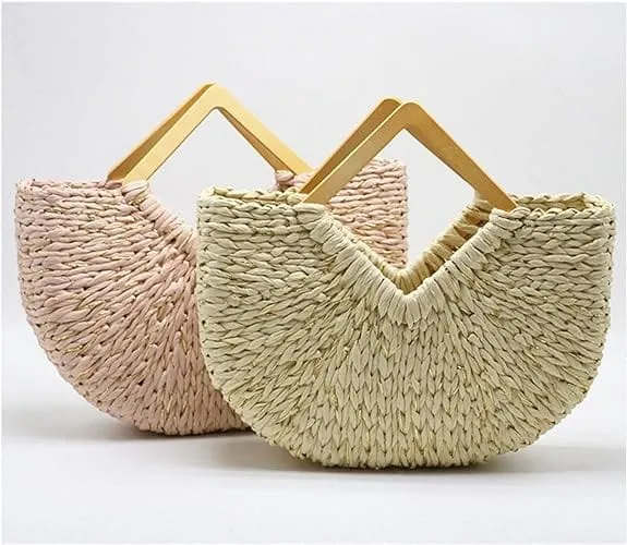 BGT81781 Isabella Wooden Handle Straw Tote Bag