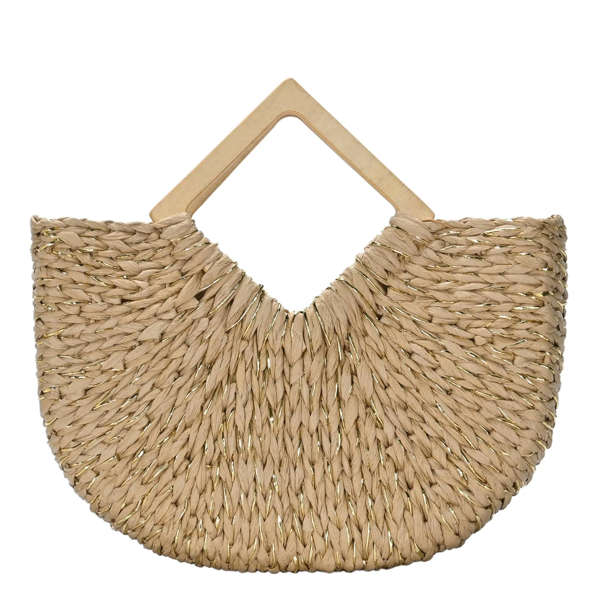 BGT81781 Isabella Wooden Handle Straw Tote Bag