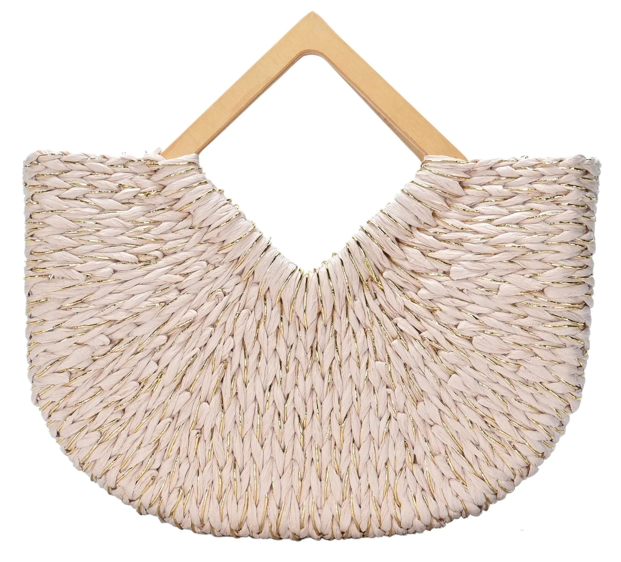 BGT81781 Isabella Wooden Handle Straw Tote Bag