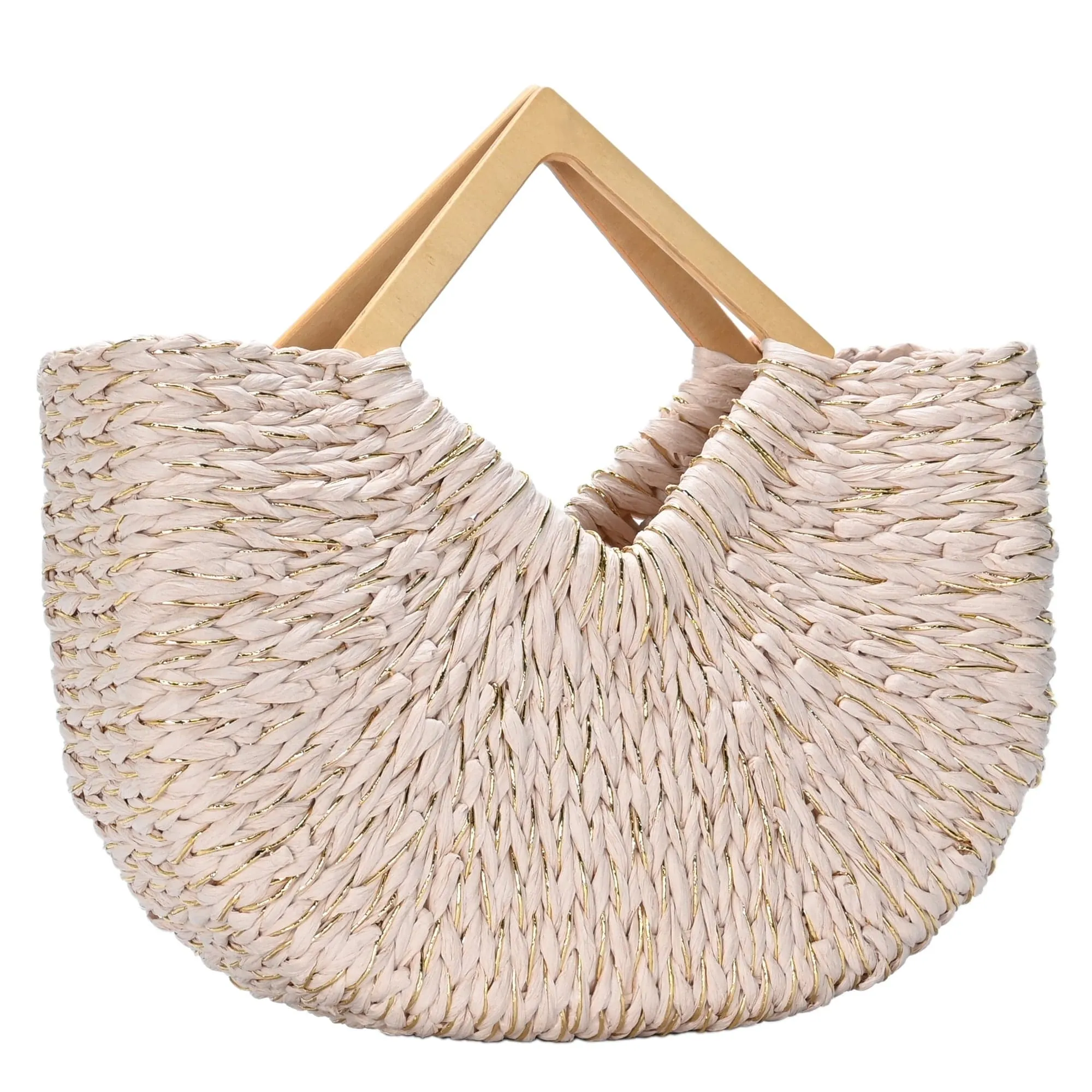 BGT81781 Isabella Wooden Handle Straw Tote Bag