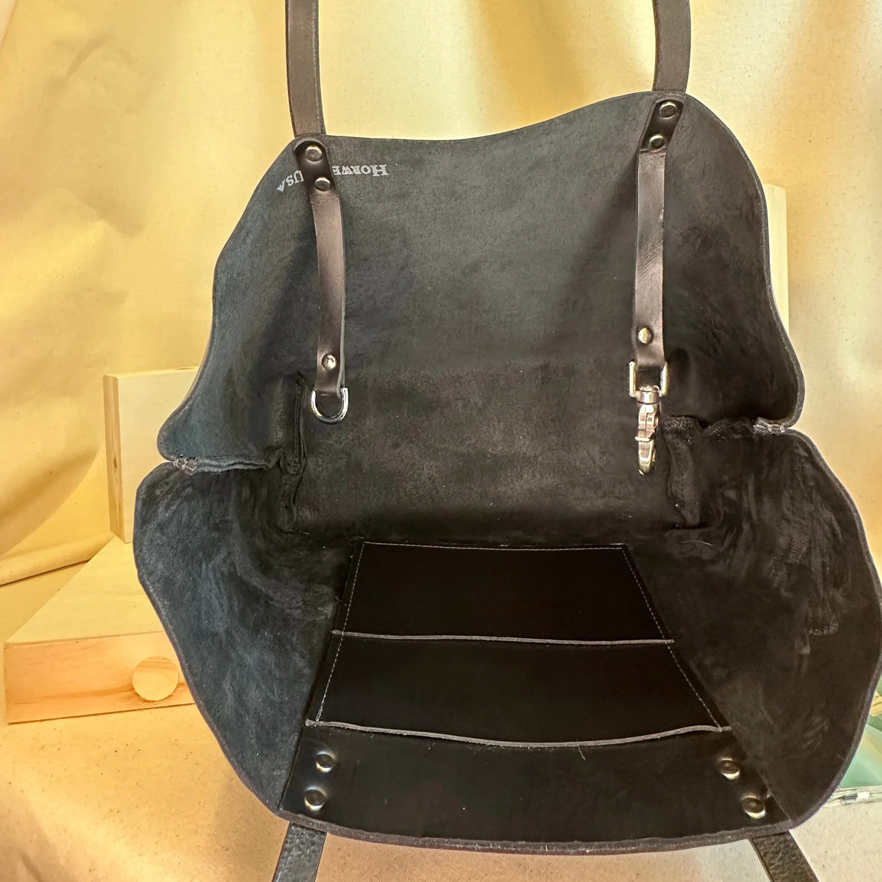 Black First Class Luxe Leather Tote Bag