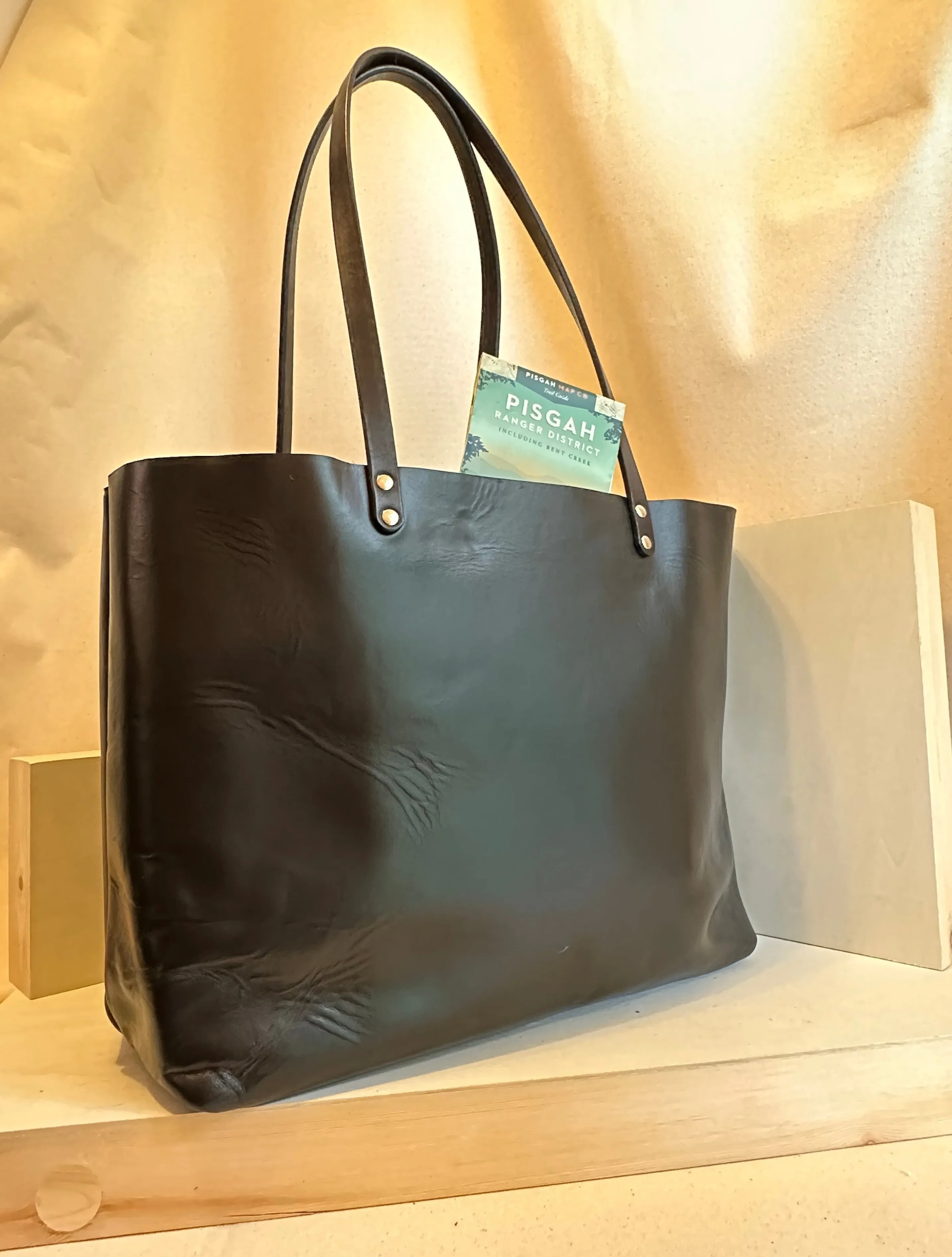 Black First Class Luxe Leather Tote Bag