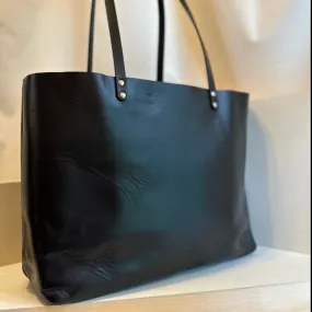 Black First Class Luxe Leather Tote Bag