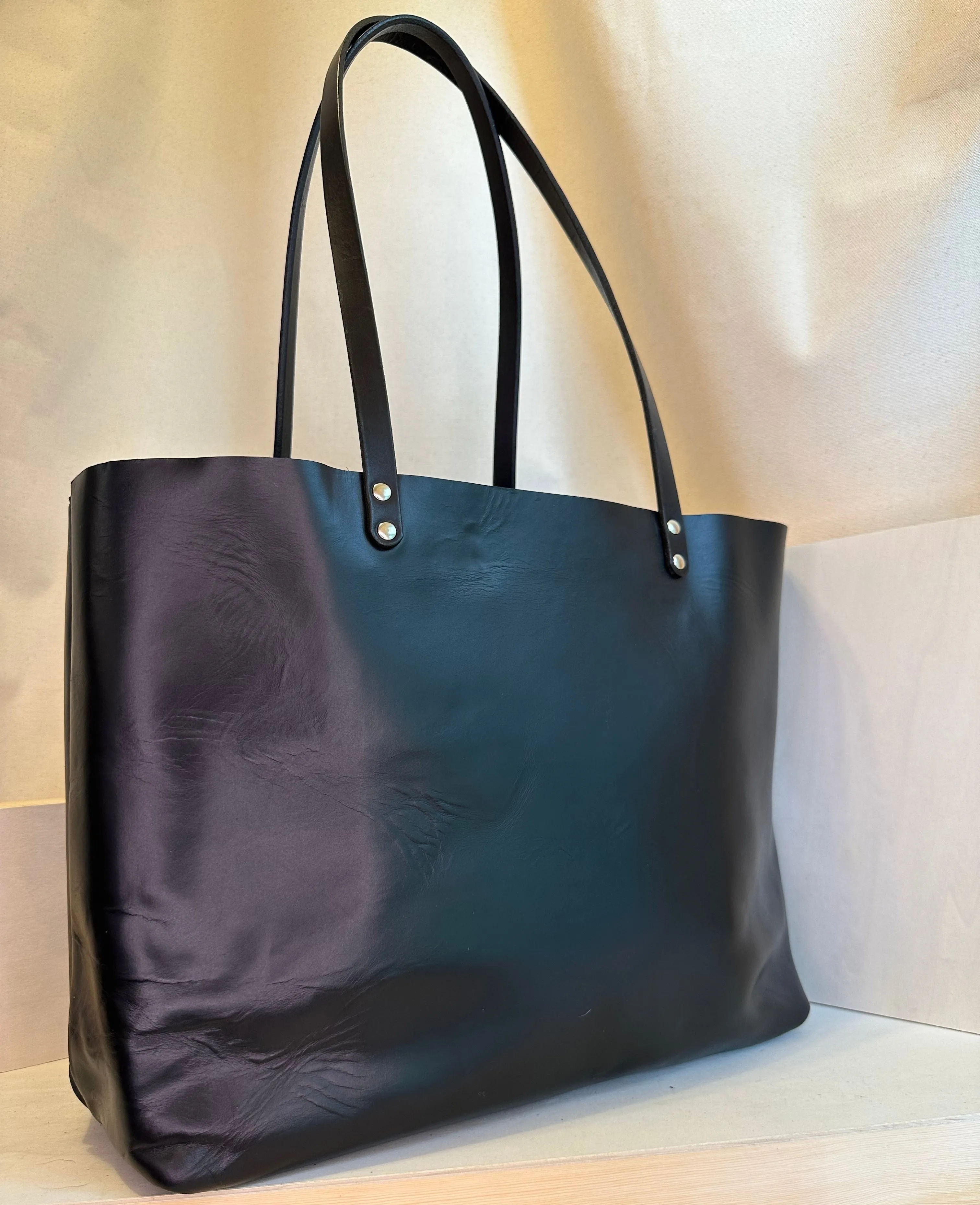 Black First Class Luxe Leather Tote Bag