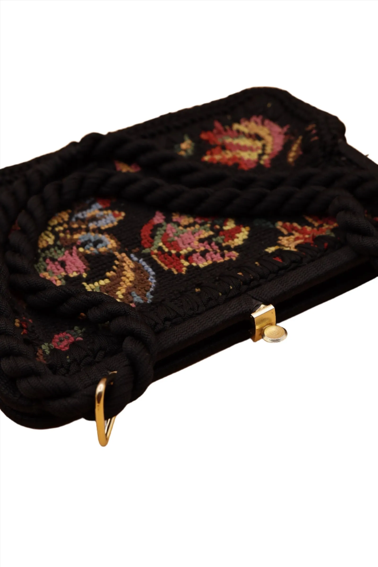 Black Needlepoint Purse 1940s