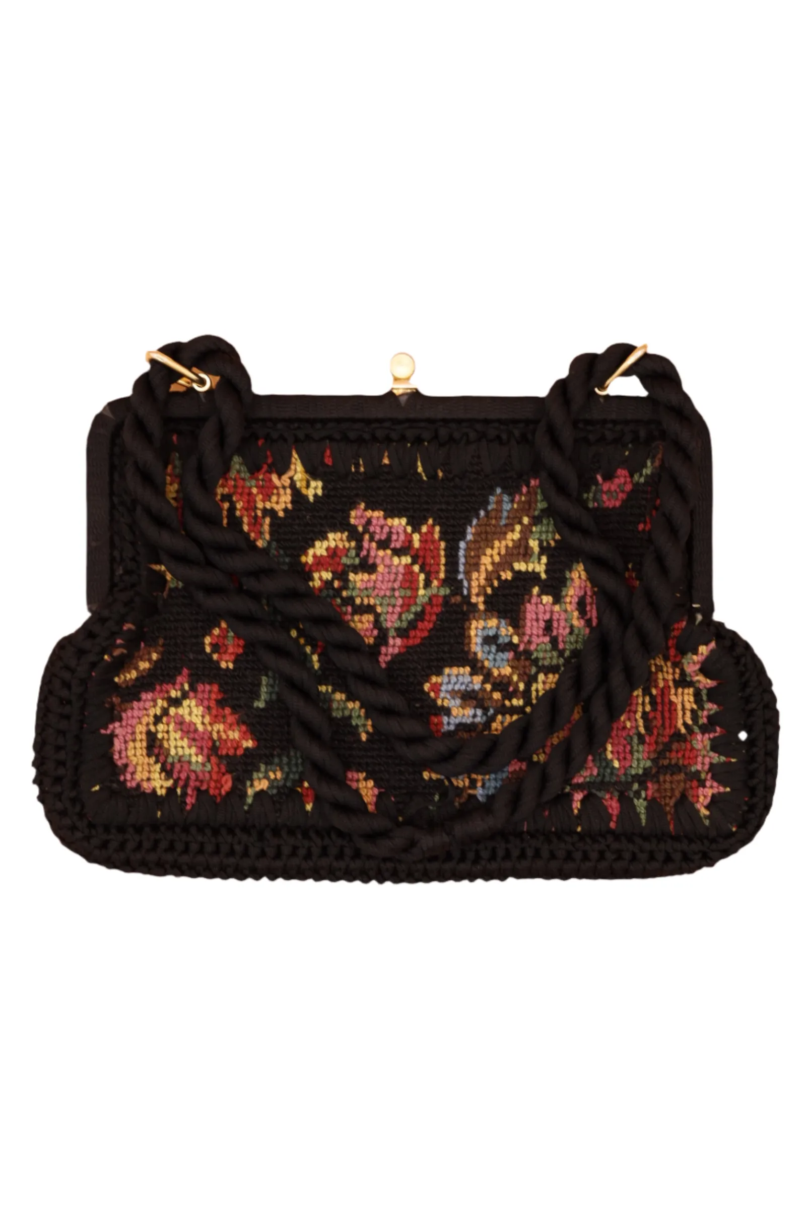 Black Needlepoint Purse 1940s